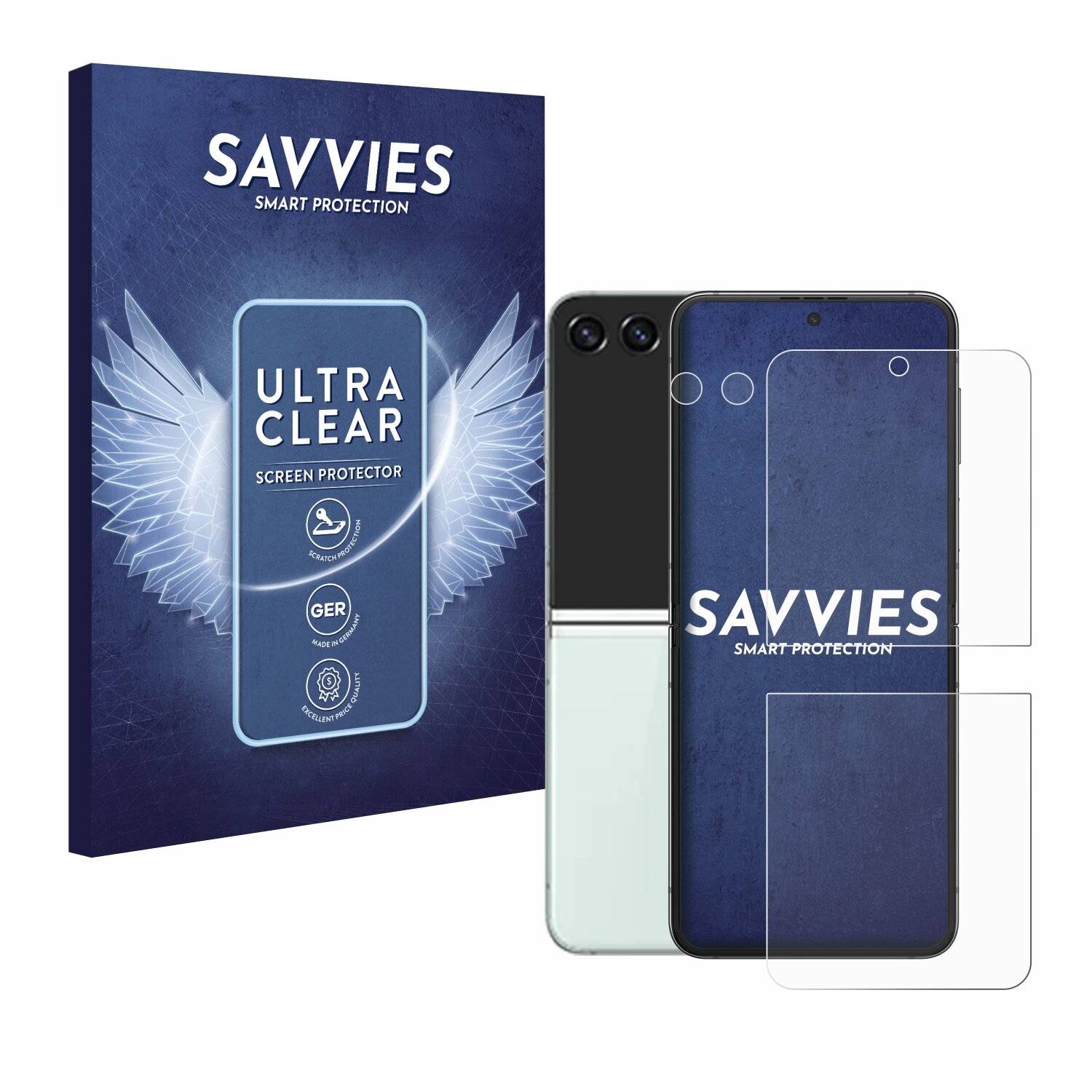 18x Savvies Displayschutz-Folie für Samsung Galaxy Z Flip 5