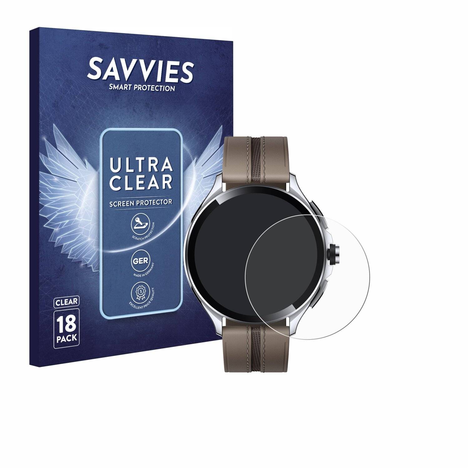 18x Savvies Displayschutz-Folie für Xiaomi Watch 2