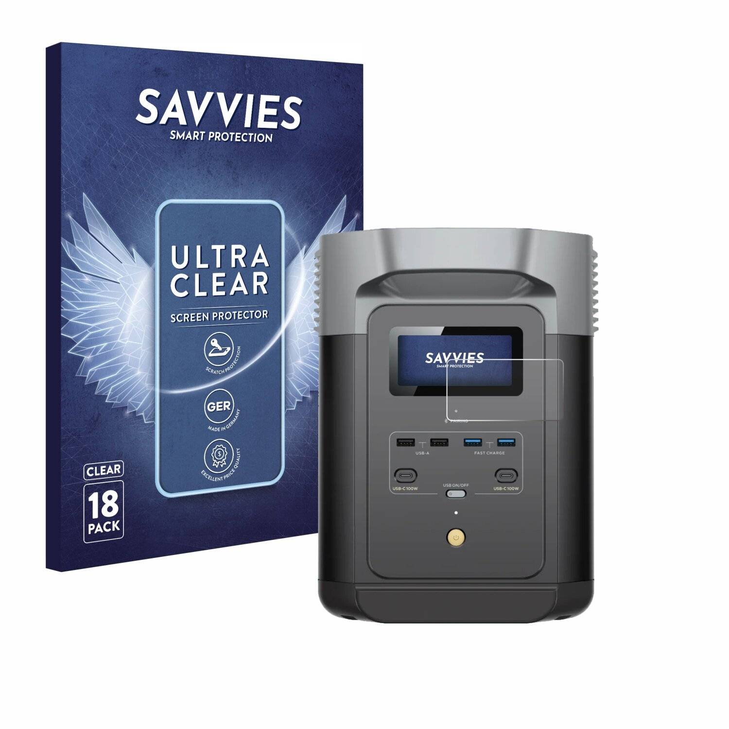 18x Savvies Displayschutz-Folie für EcoFlow DELTA