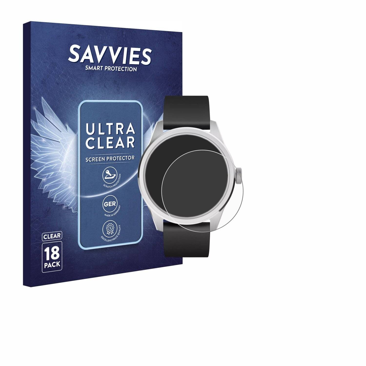 18x Savvies Displayschutz-Folie für Withings ScanWatch 2 (42