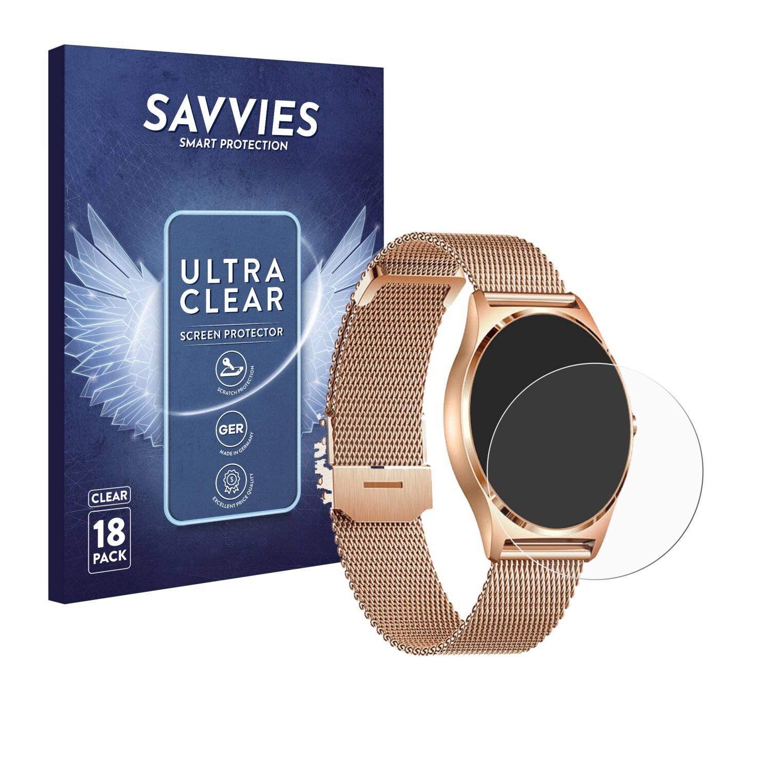 18x Savvies Displayschutz-Folie für Xcoast X-Watch Joli XC