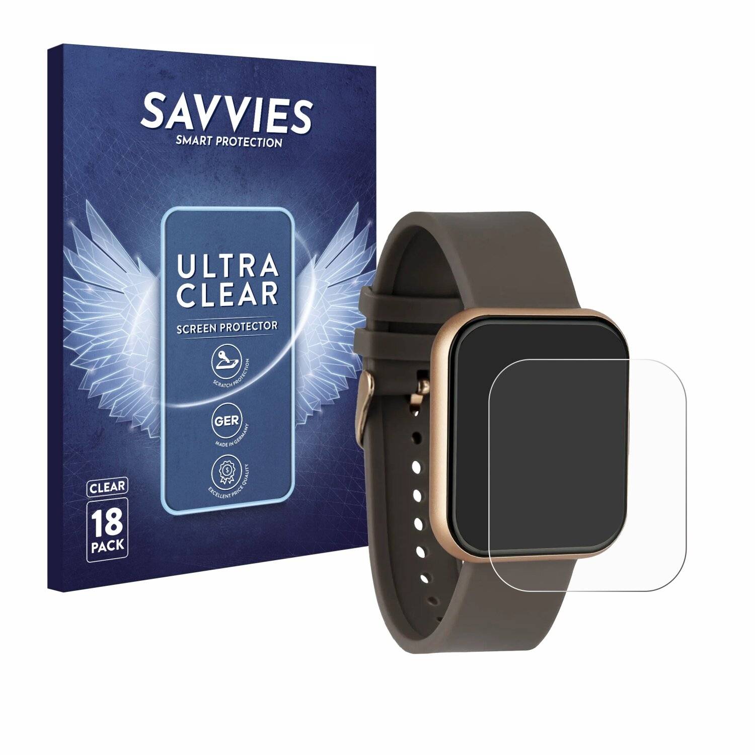 18x Savvies Displayschutz-Folie für Xcoast X-Watch
