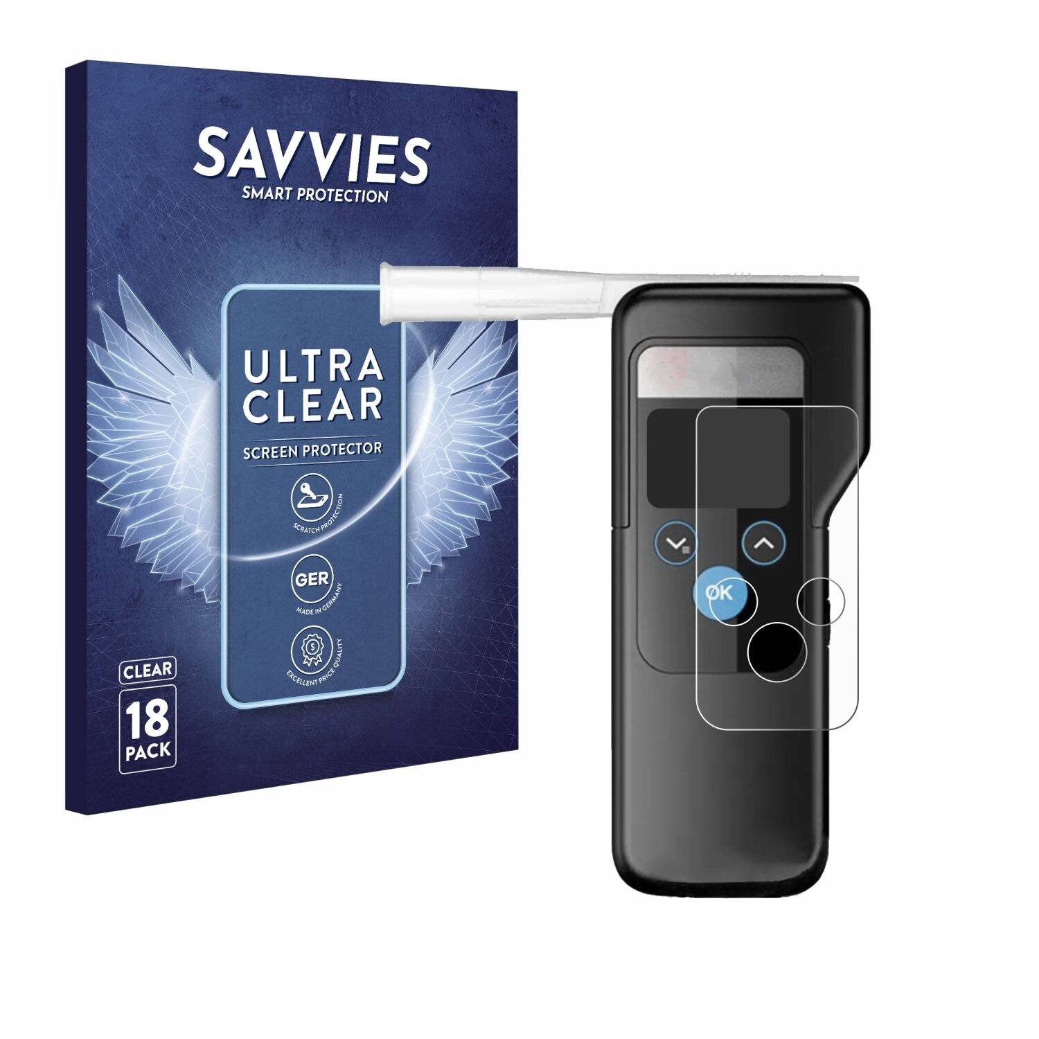 18x Savvies Displayschutz-Folie für Dräger Alcotest