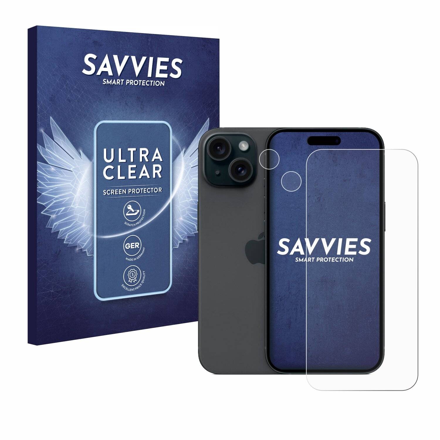 18x Savvies Displayschutz-Folie für Apple iPhone 15