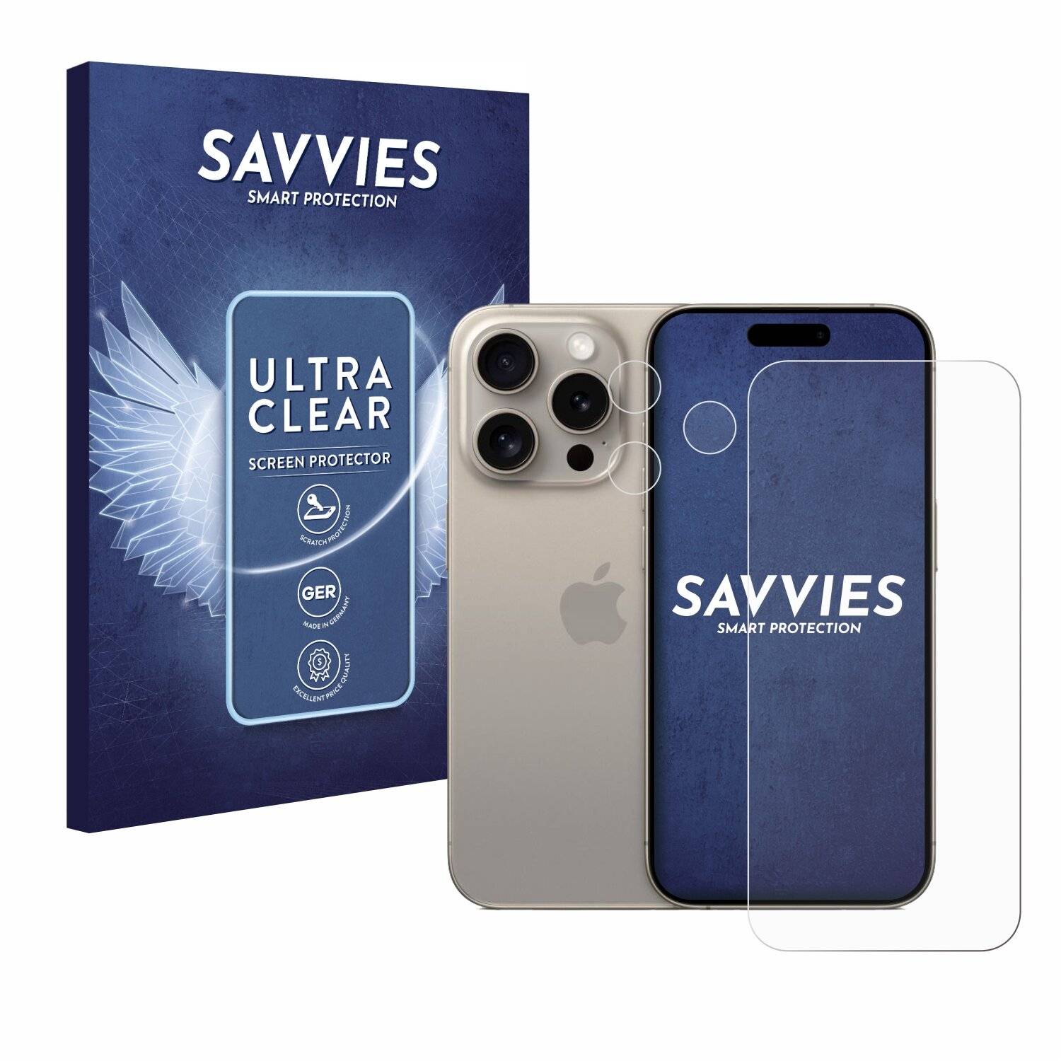 18x Savvies Displayschutz-Folie für Apple iPhone 15 Pro