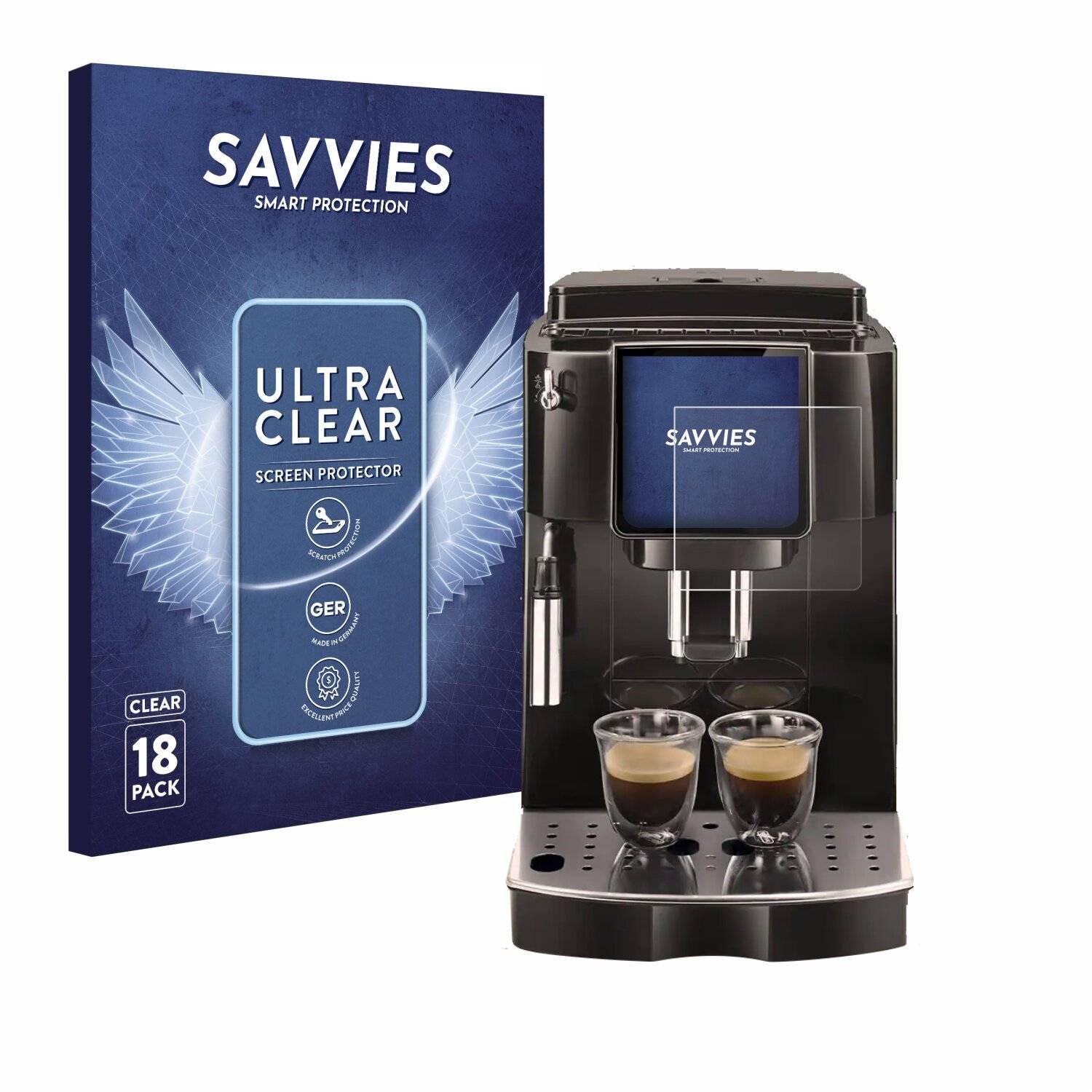 18x Savvies Displayschutz-Folie für DeLonghi Magnifica Start