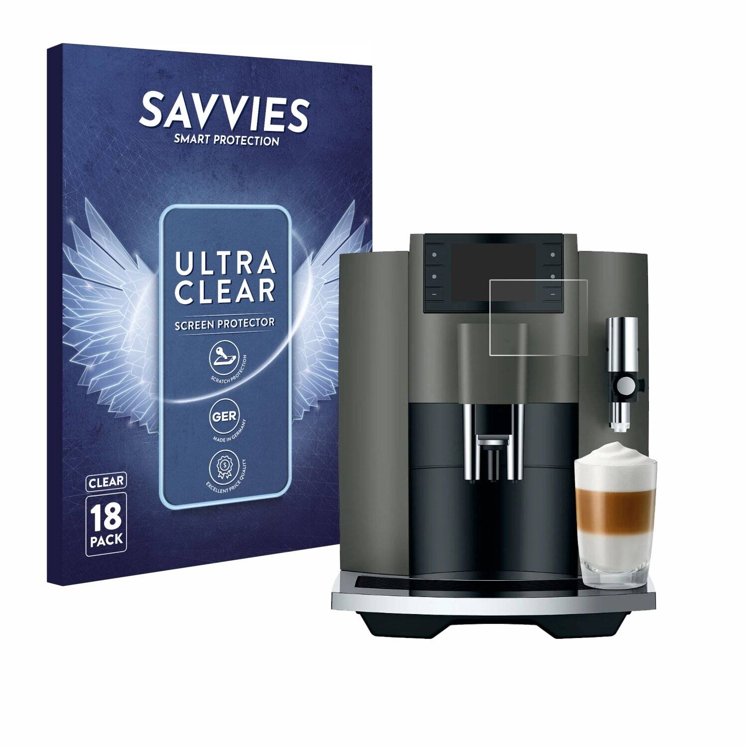 18x Savvies Displayschutz-Folie für Jura E8