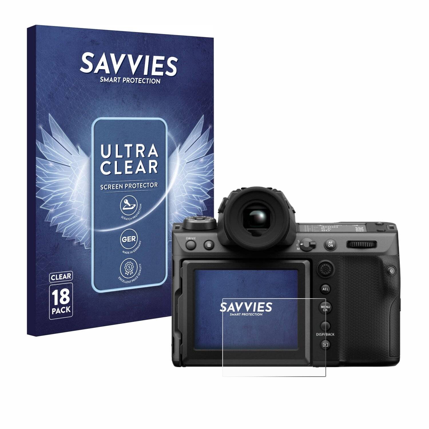 18x Savvies Displayschutz-Folie für Fujifilm GFX100
