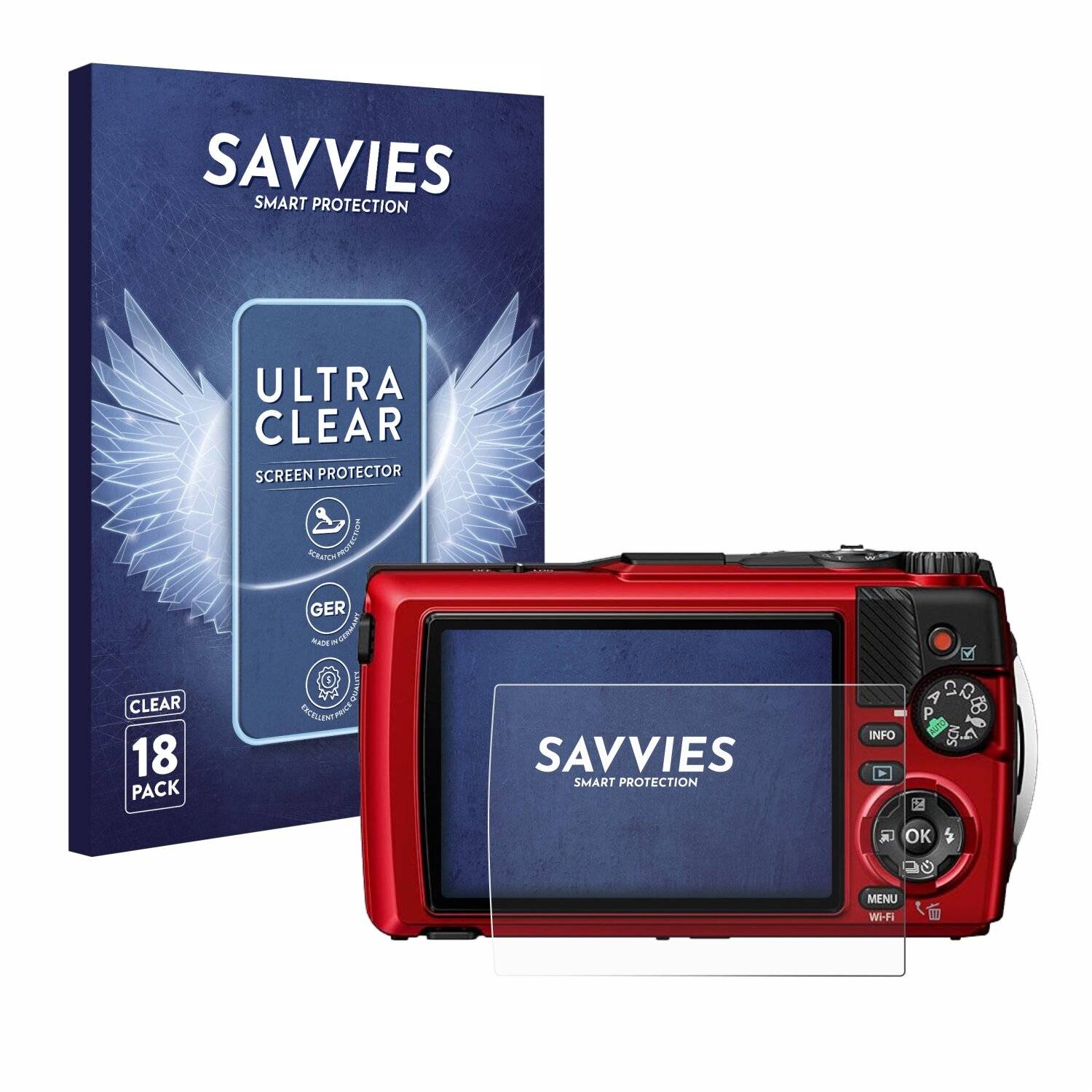 18x Savvies Displayschutz-Folie für Olympus OM System Tough