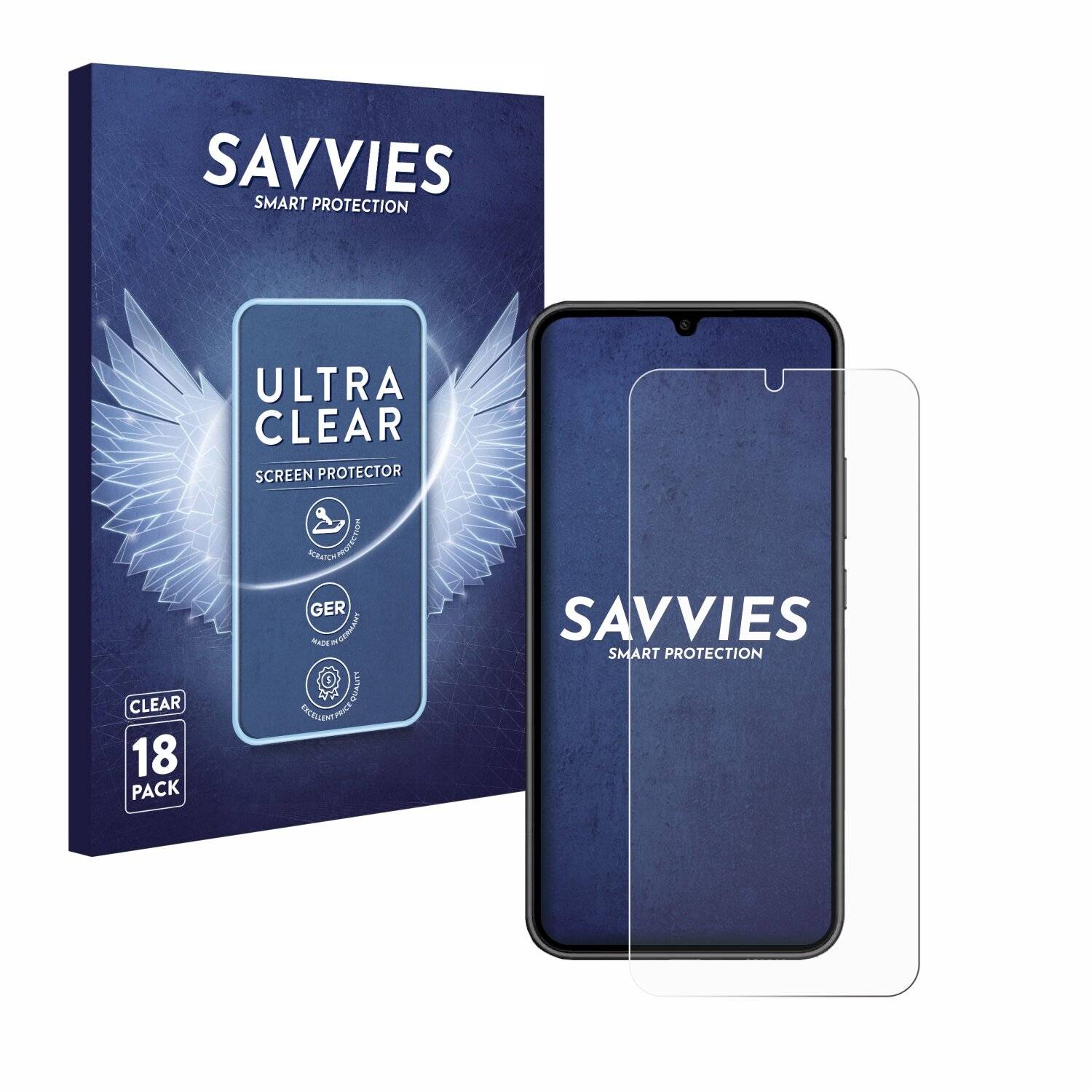18x Savvies Displayschutz-Folie für Samsung Galaxy A34 5G Enterprise