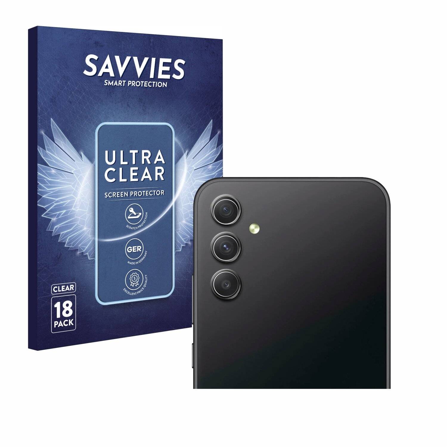 18x Savvies Displayschutz-Folie für Samsung Galaxy A34 5G Enterprise Edition (NUR