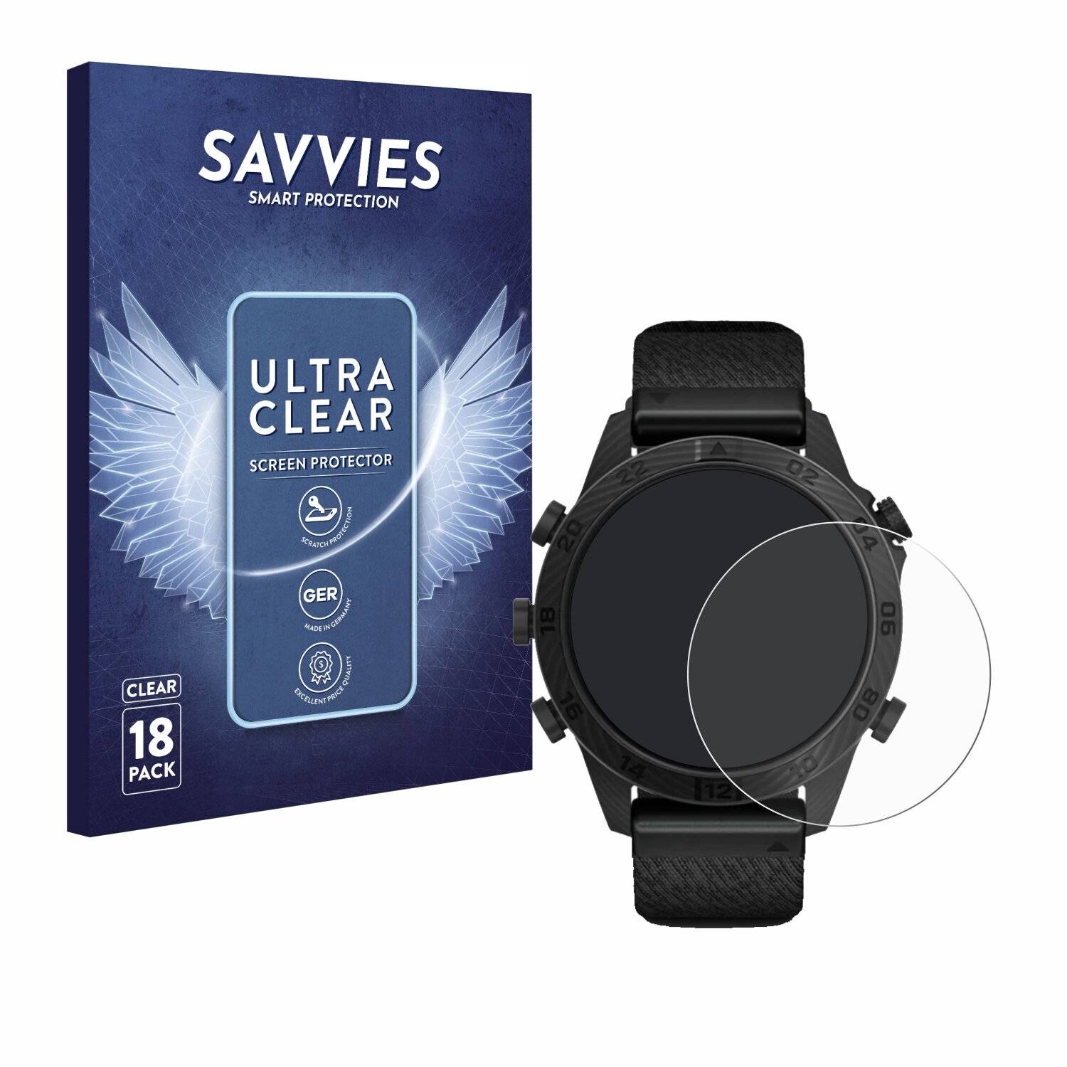 18x Savvies Displayschutz-Folie für Garmin Marq Commander Gen
