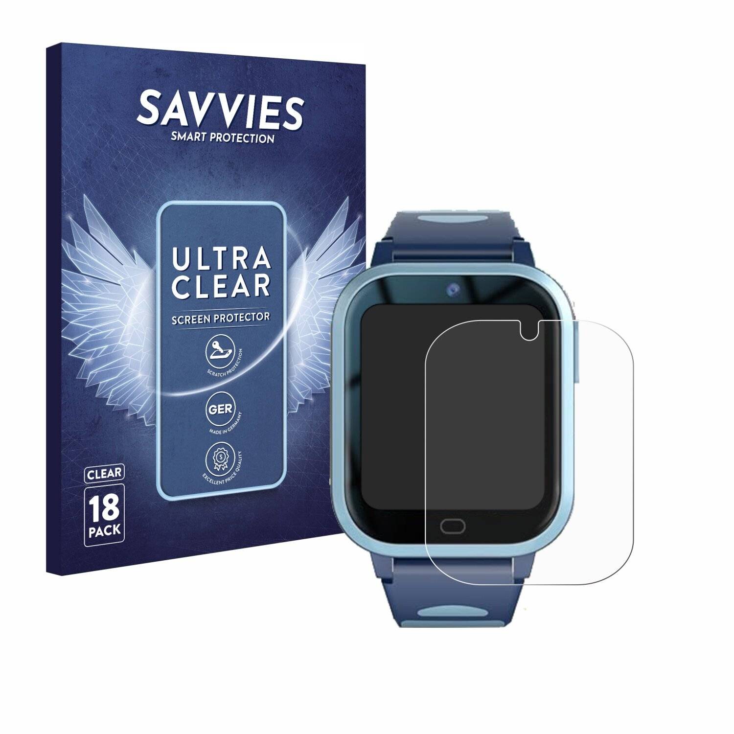 18x Savvies Displayschutz-Folie für Fitonme 4G Smartwatch