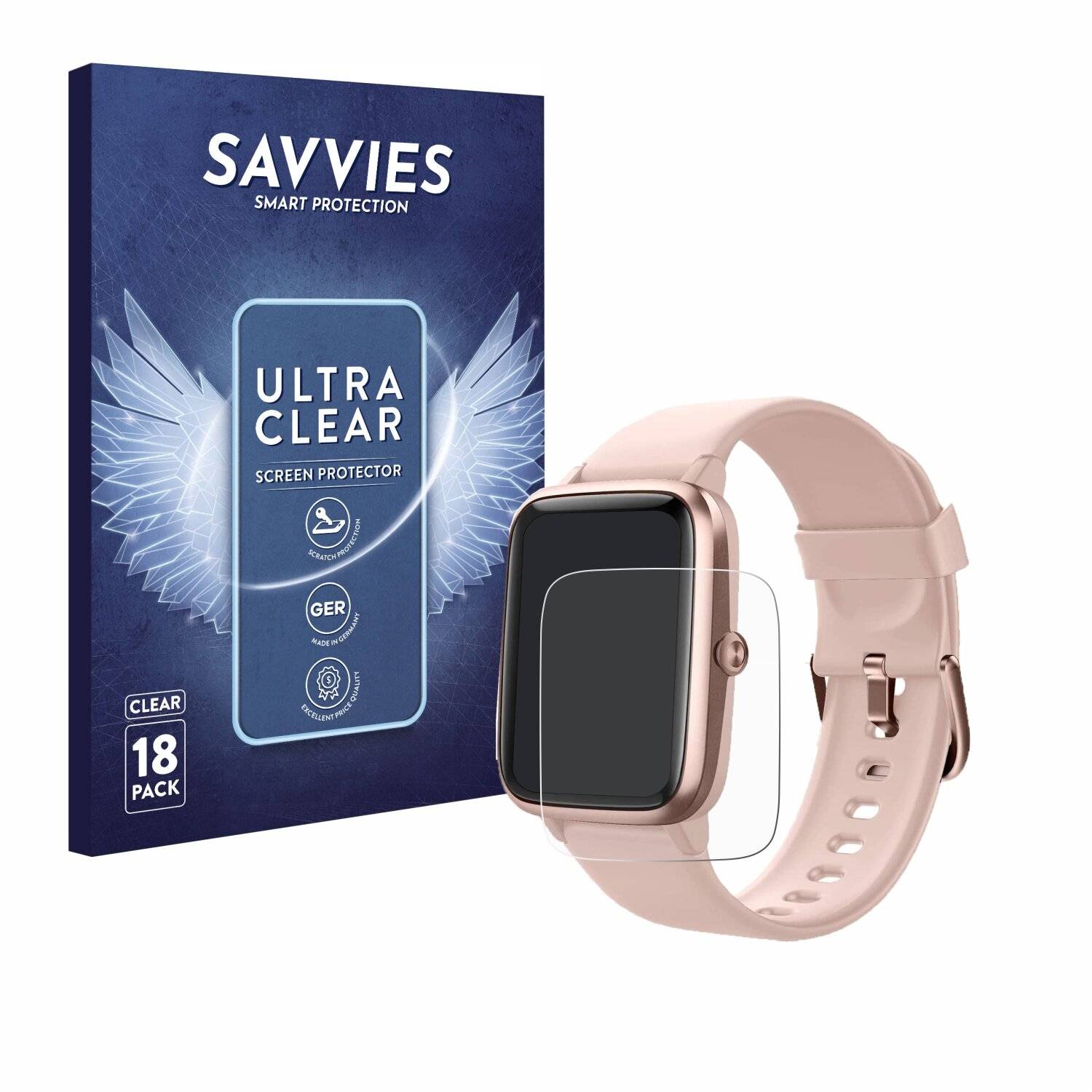 18x Savvies Displayschutz-Folie für Fitpolo Smartwatch 207