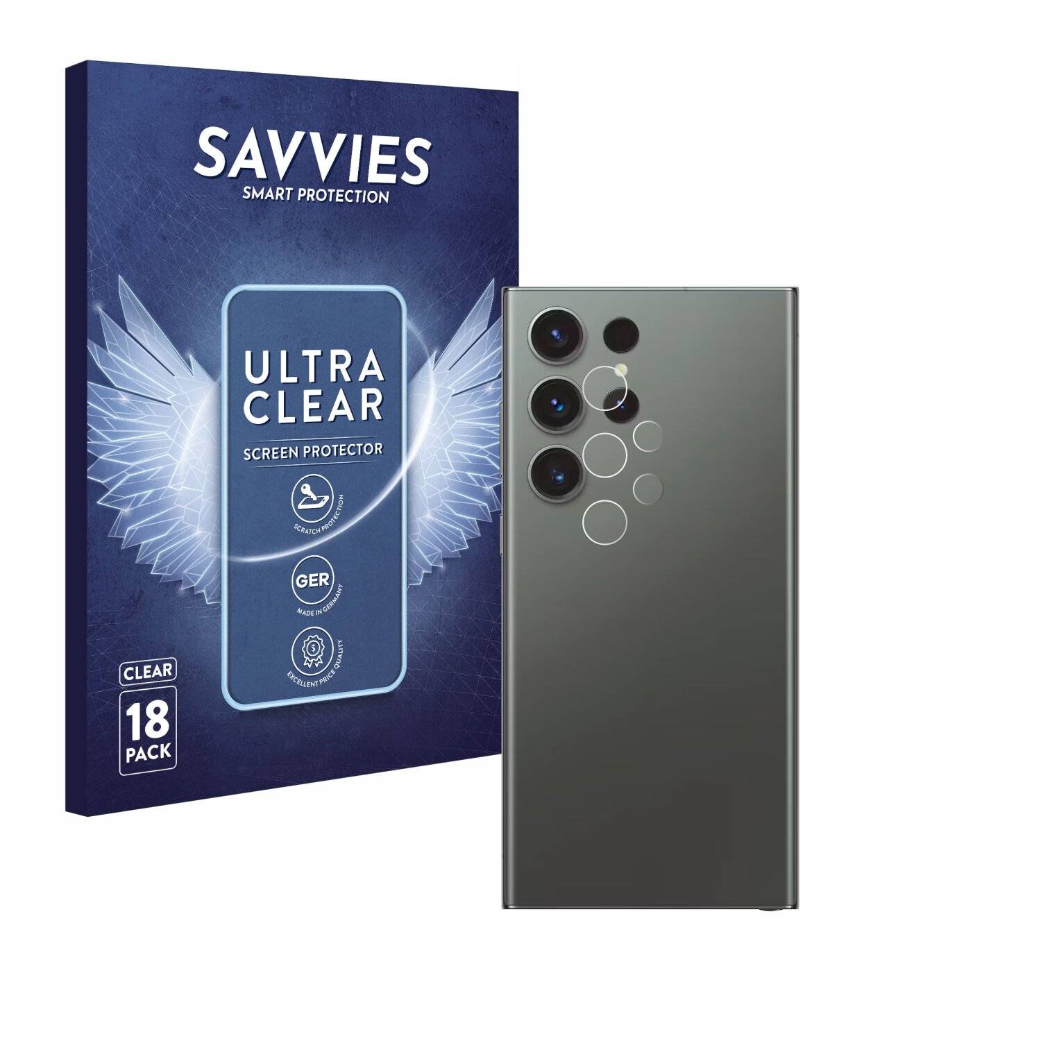 18x Savvies Displayschutz-Folie für Samsung Galaxy S23 Ultra Enterprise Edition (NUR