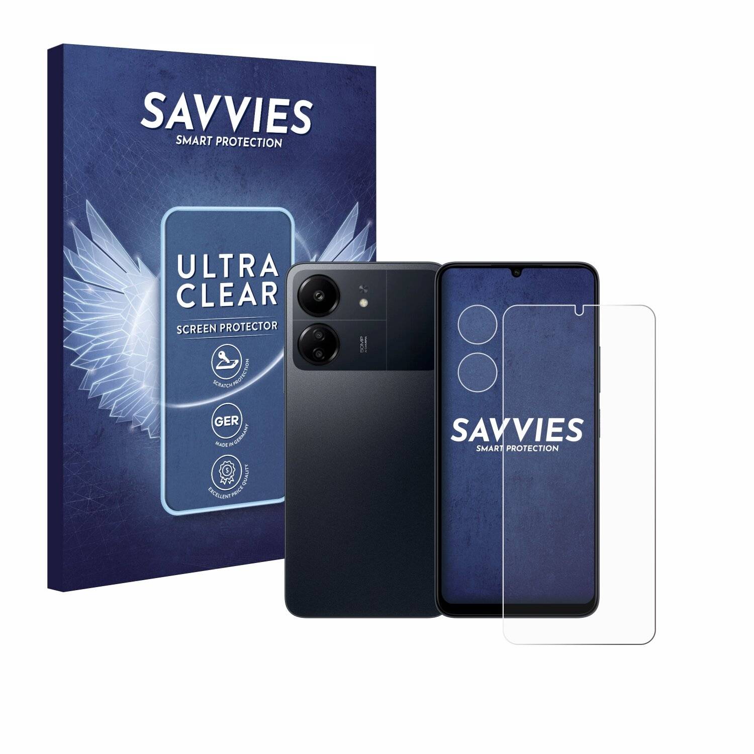 18x Savvies Displayschutz-Folie für Xiaomi Poco C65