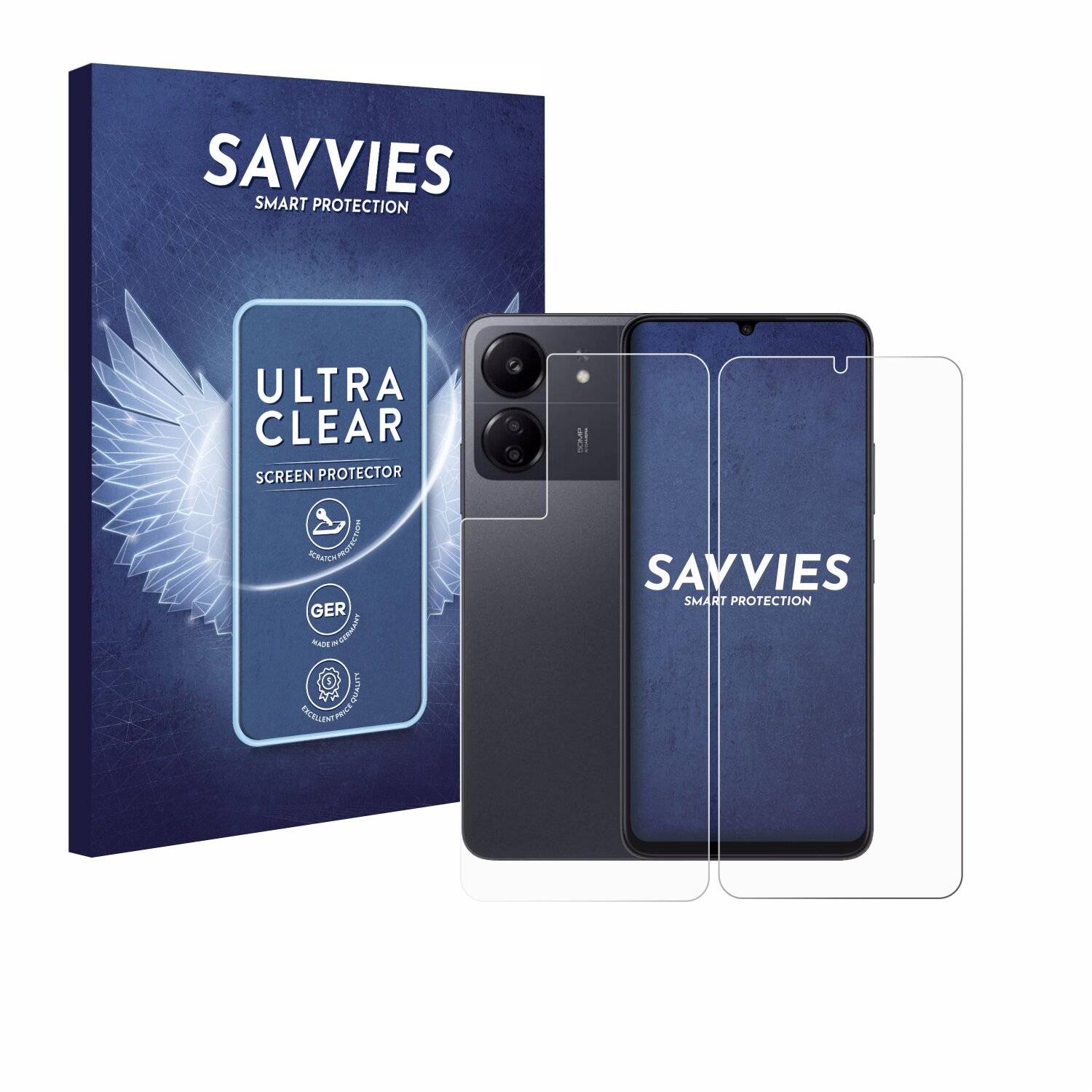 18x Savvies Displayschutz-Folie für Xiaomi Poco C65