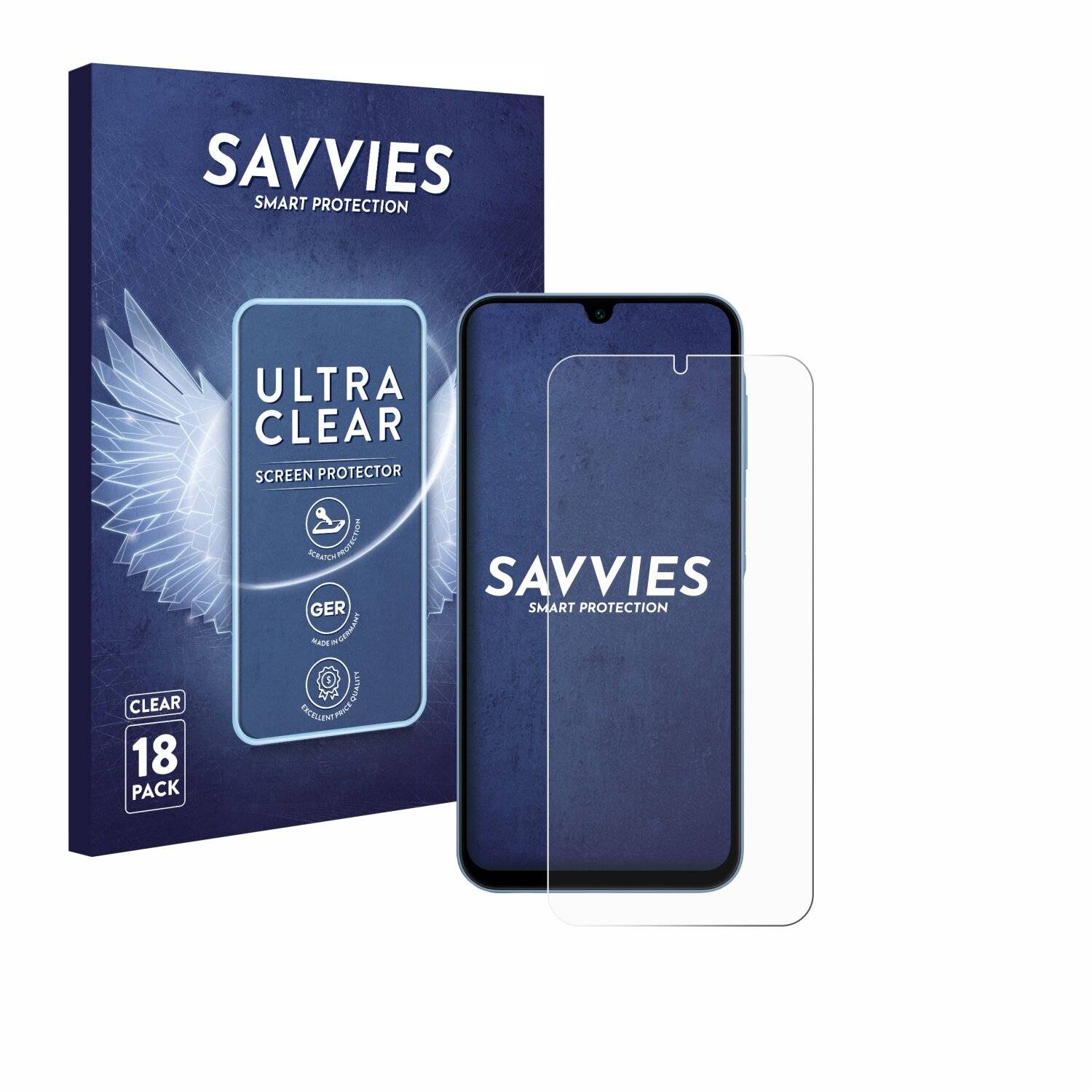 18x Savvies Displayschutz-Folie für Samsung Galaxy