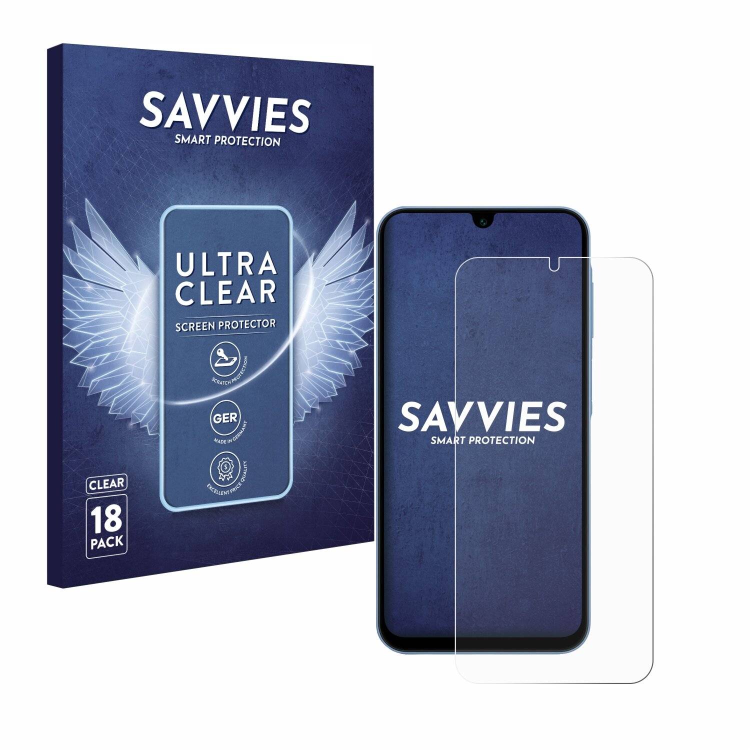 18x Savvies Displayschutz-Folie für Samsung Galaxy A15