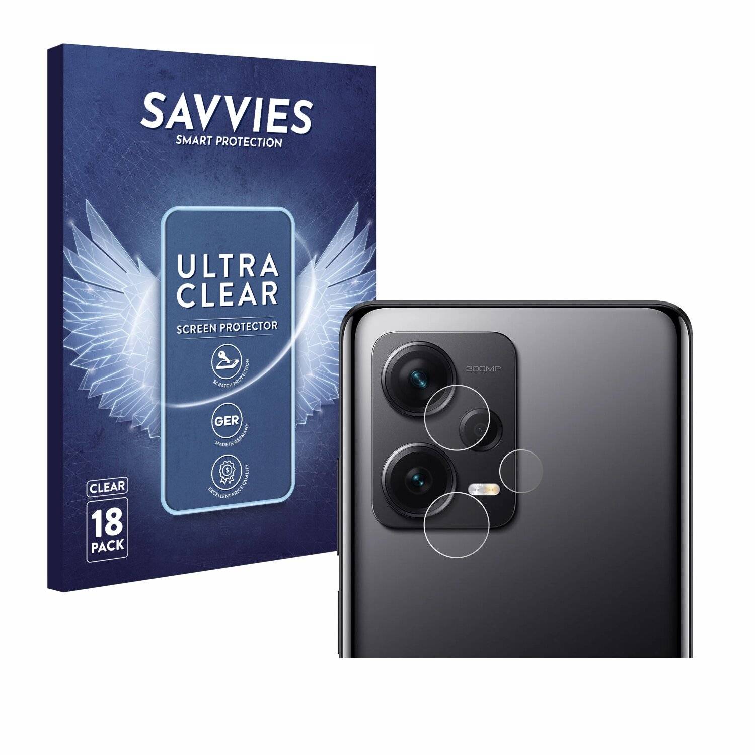 18x Savvies Displayschutz-Folie für Xiaomi Redmi Note 12 Pro+ (NUR