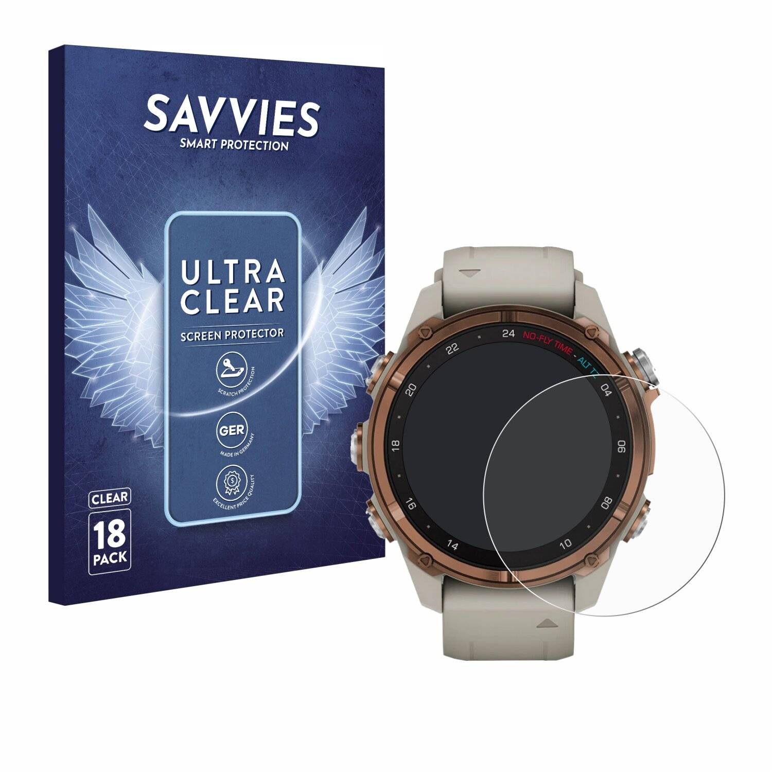 18x Savvies Displayschutz-Folie für Garmin Descent Mk3 (43