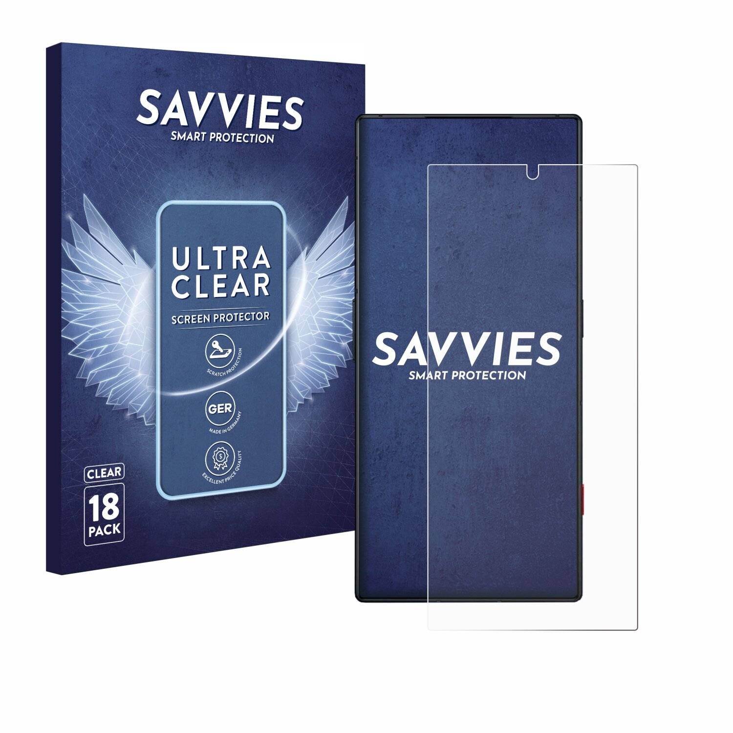 18x Savvies Displayschutz-Folie für ZTE Nubia Red Magic 8