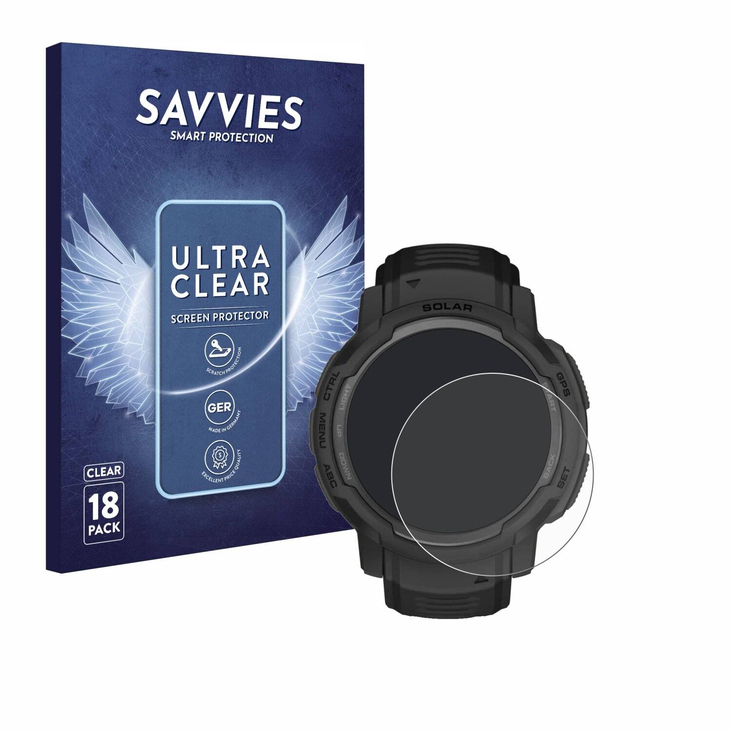 18x Savvies Displayschutz-Folie für Garmin Instinct