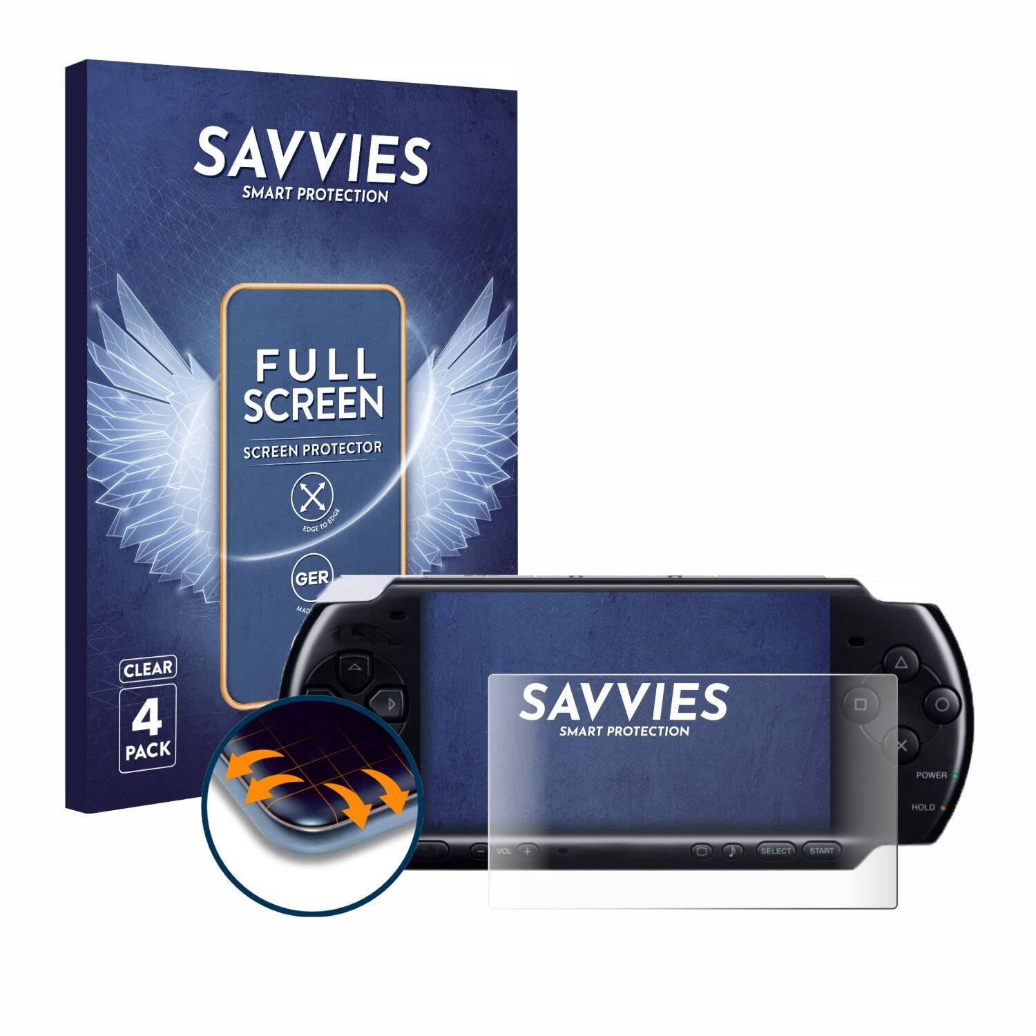 4x Savvies Full-Screen Folie für Sony PSP