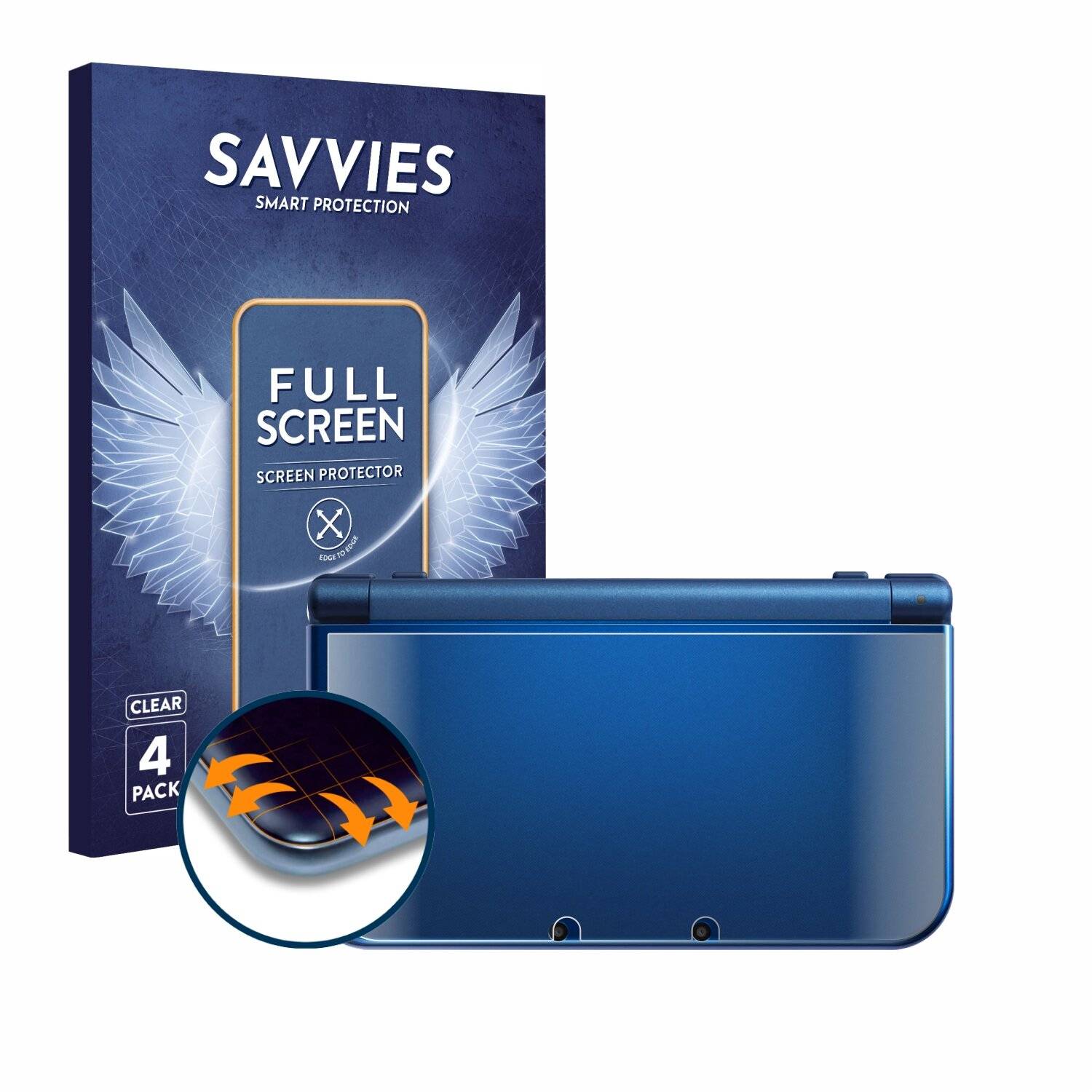 4x Savvies Full-Screen Folie für Nintendo New 3DS XL
