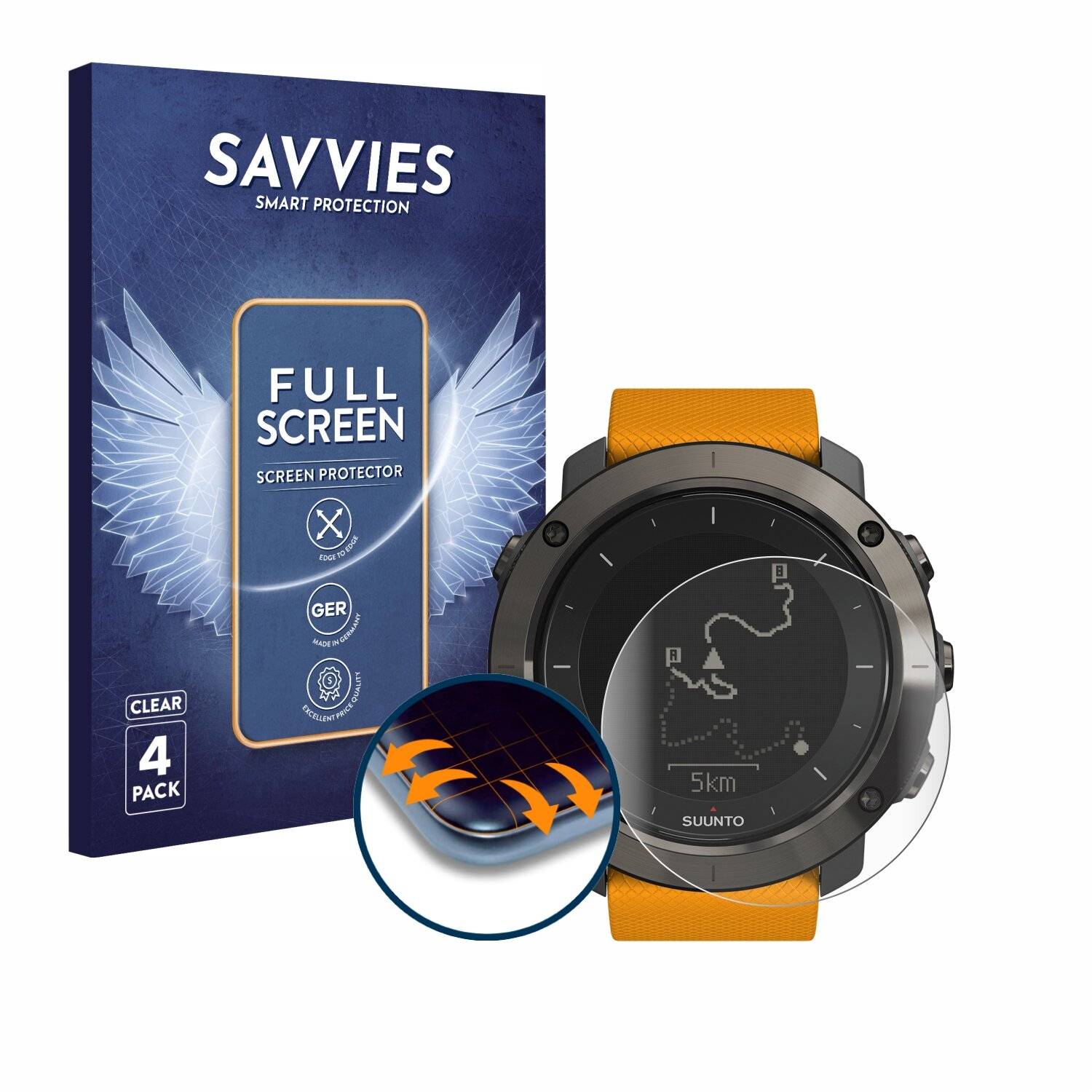 4x Savvies Full-Screen Folie für Suunto