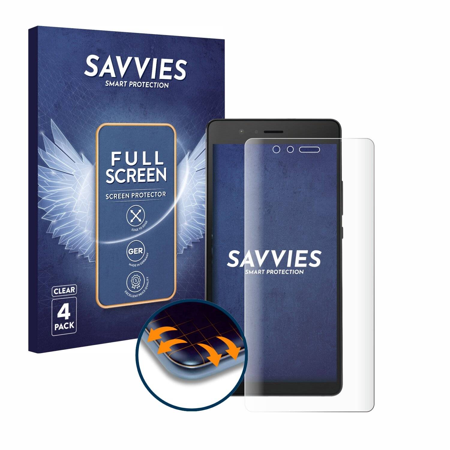 4x Savvies Full-Screen Folie für Huawei