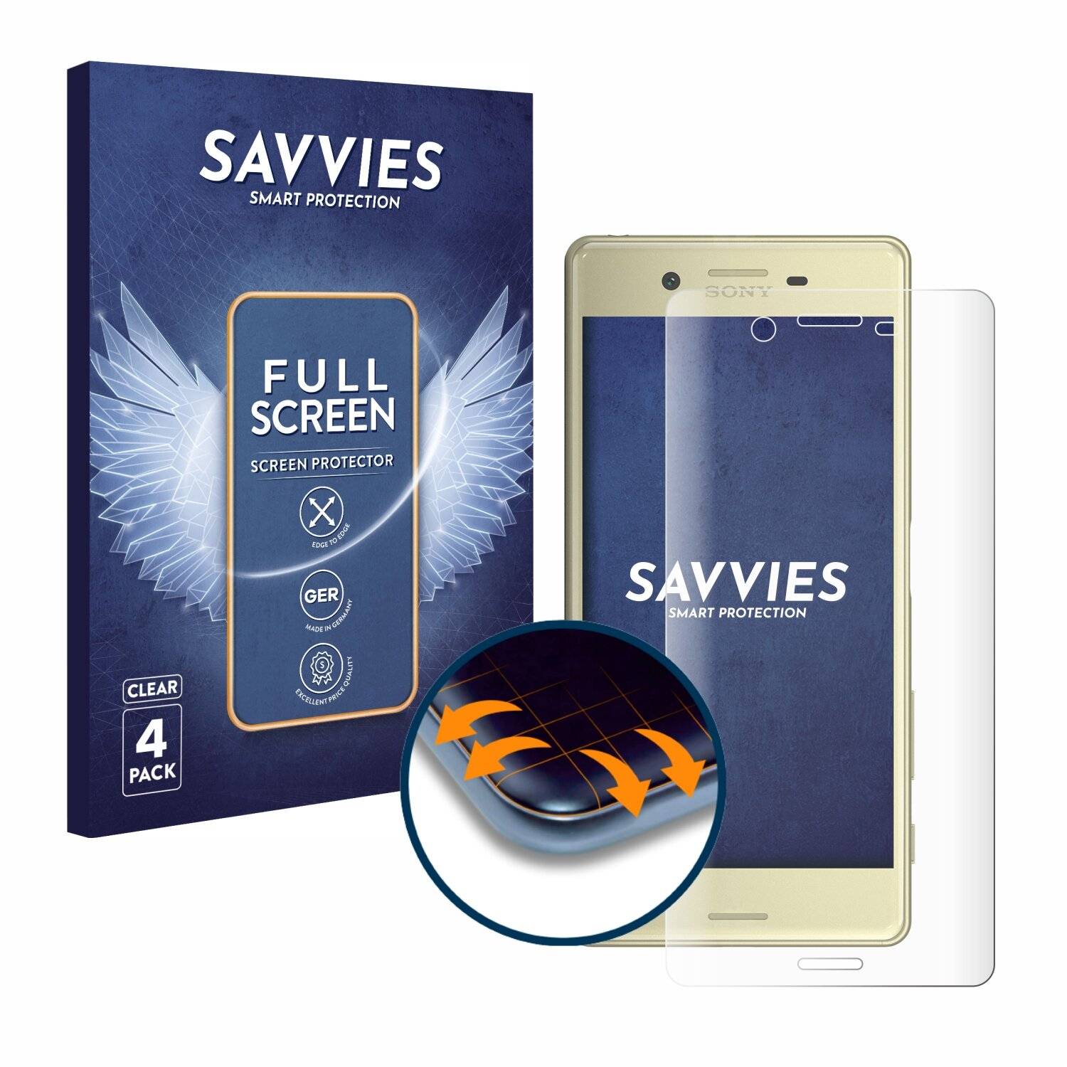 4x Savvies Full-Screen Folie für Sony Xperia