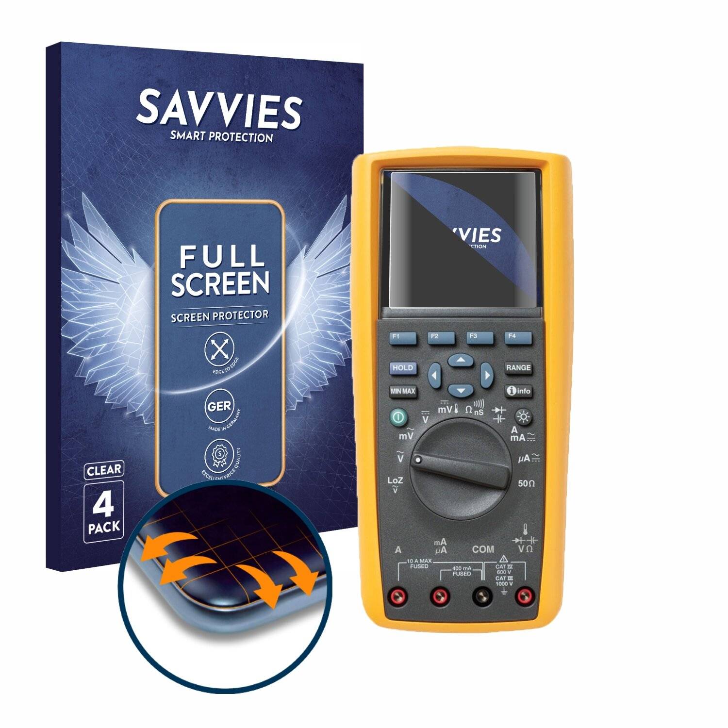4x Savvies Full-Screen Folie für Fluke MultiMeter