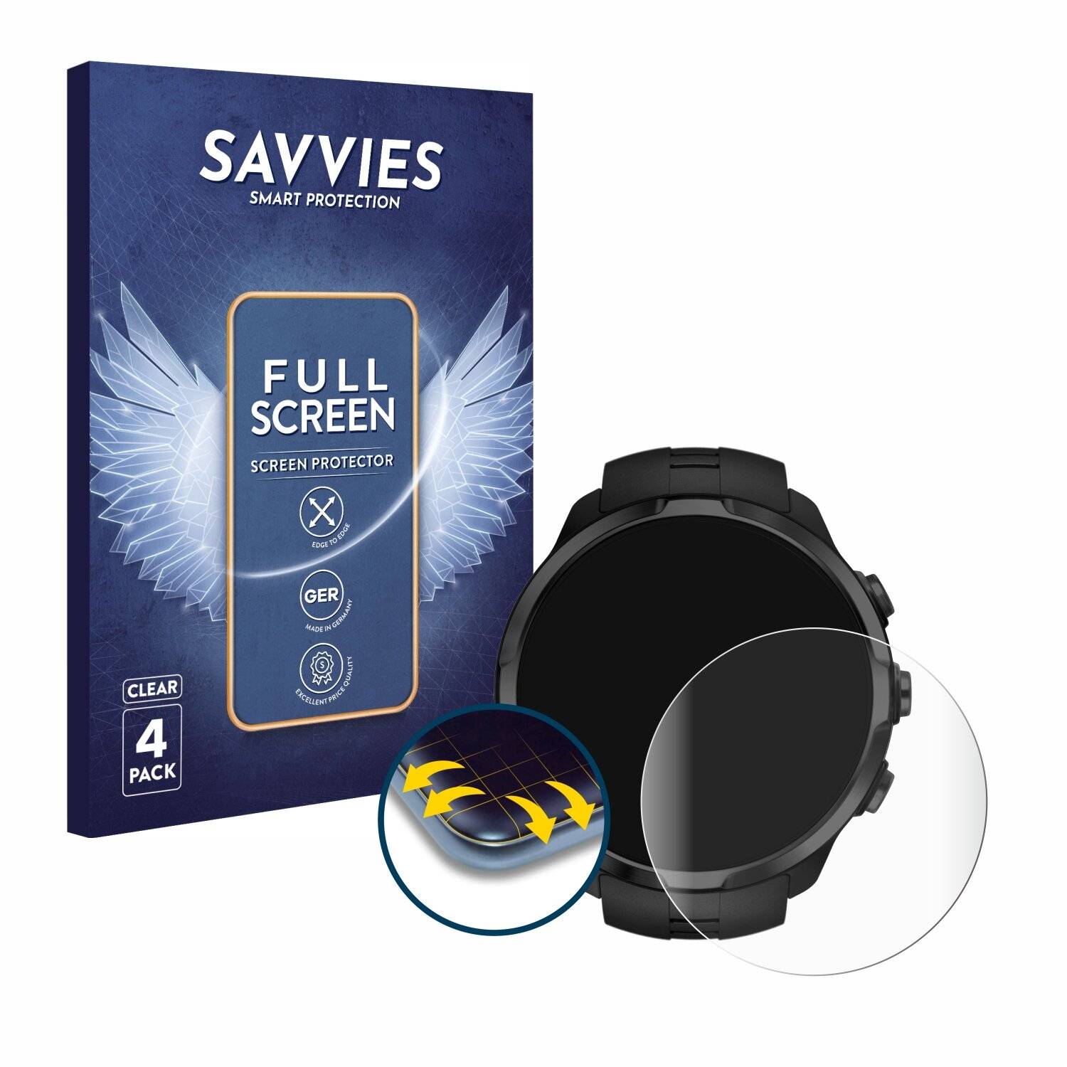 4x Savvies Full-Screen Folie für Suunto Spartan