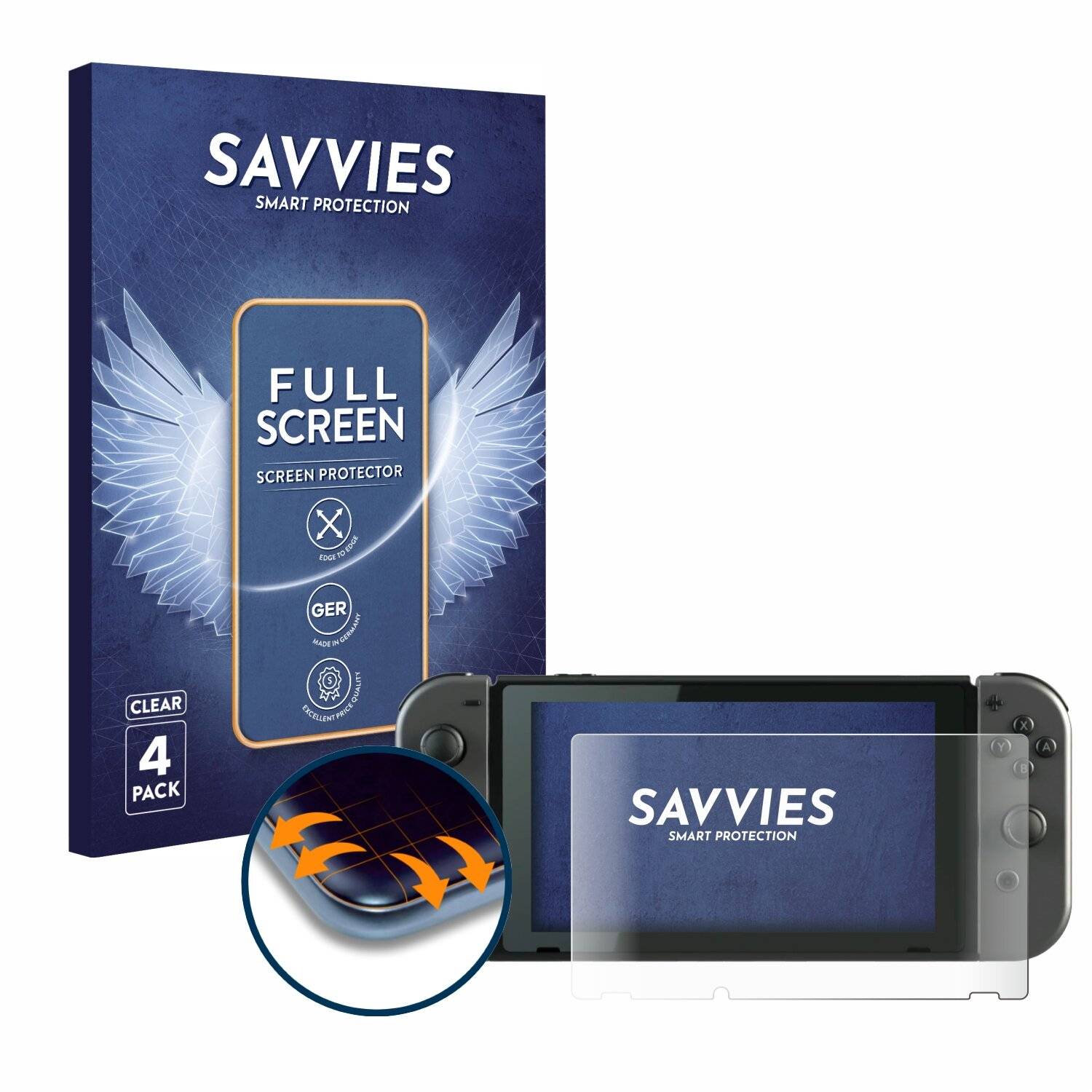 4x Savvies Full-Screen Folie für Nintendo