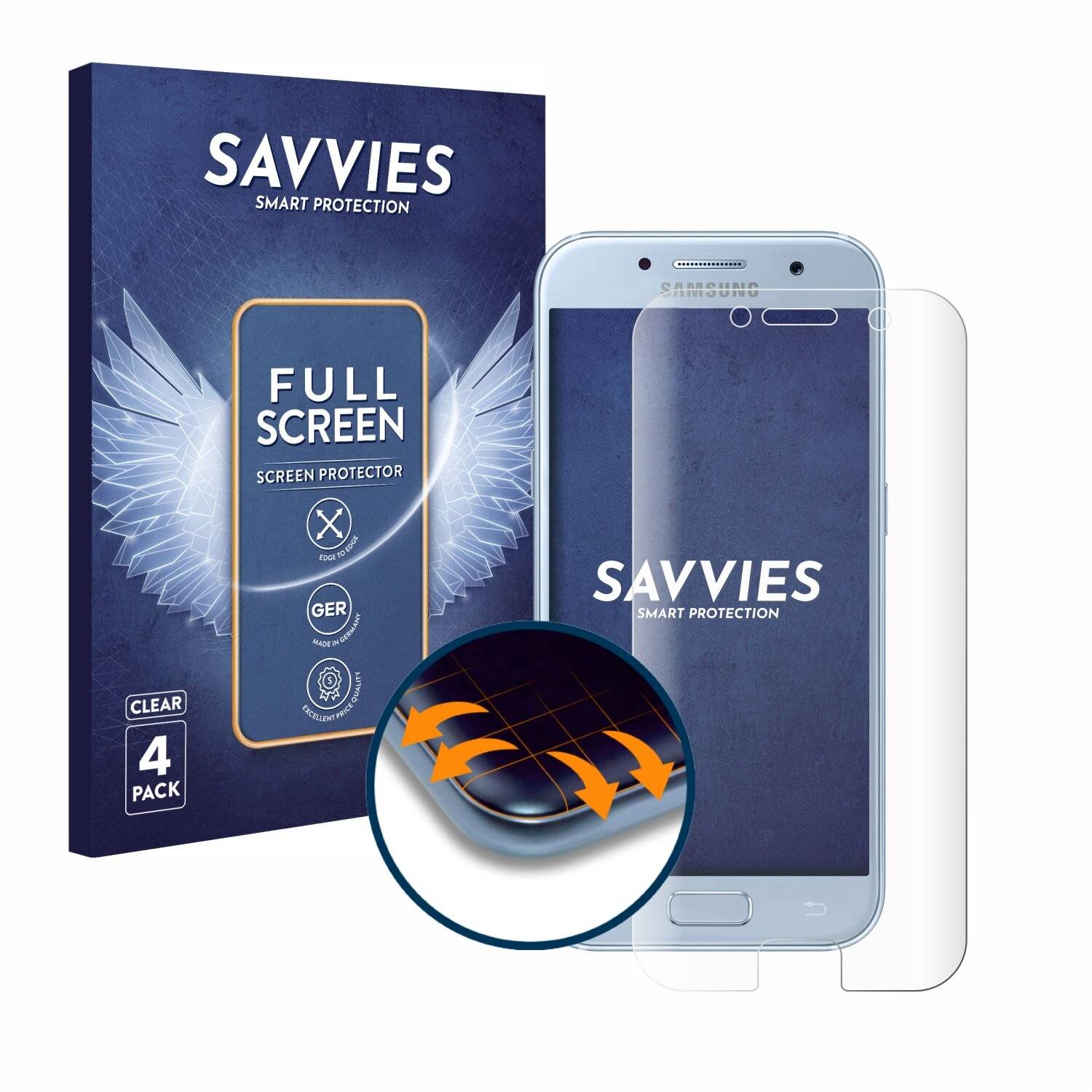 4x Savvies Full-Screen Folie für Samsung Galaxy A5