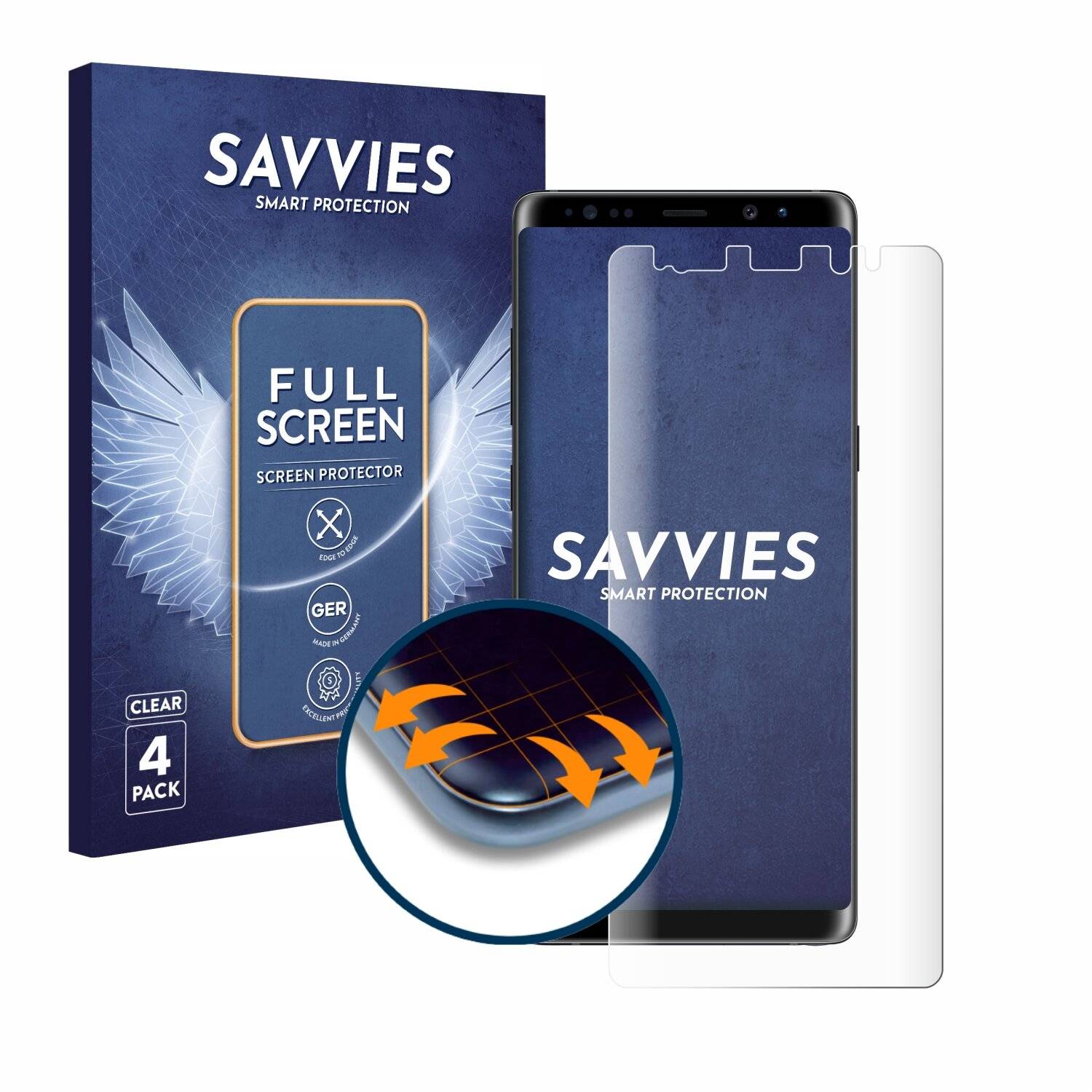 4x Savvies Full-Screen Folie für Samsung Galaxy Note