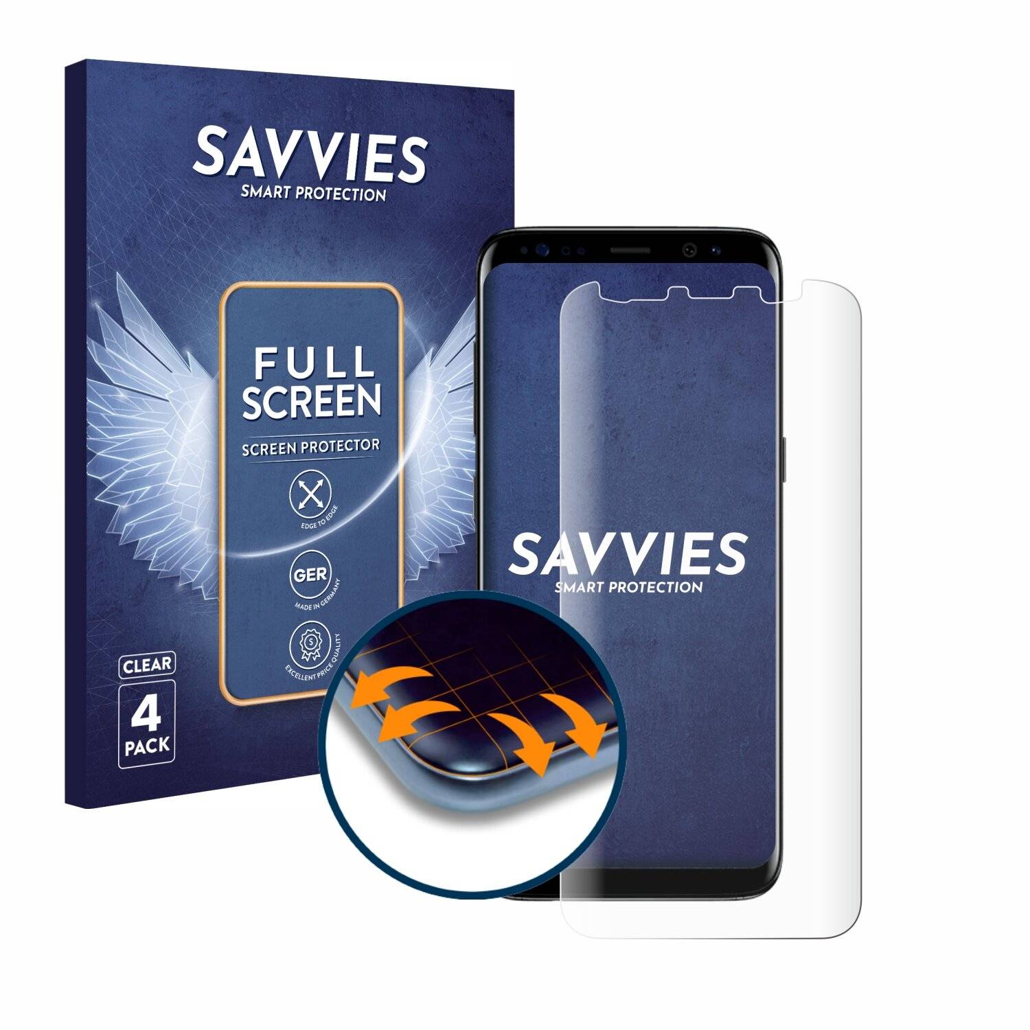 4x Savvies Full-Screen Folie für Samsung Galaxy