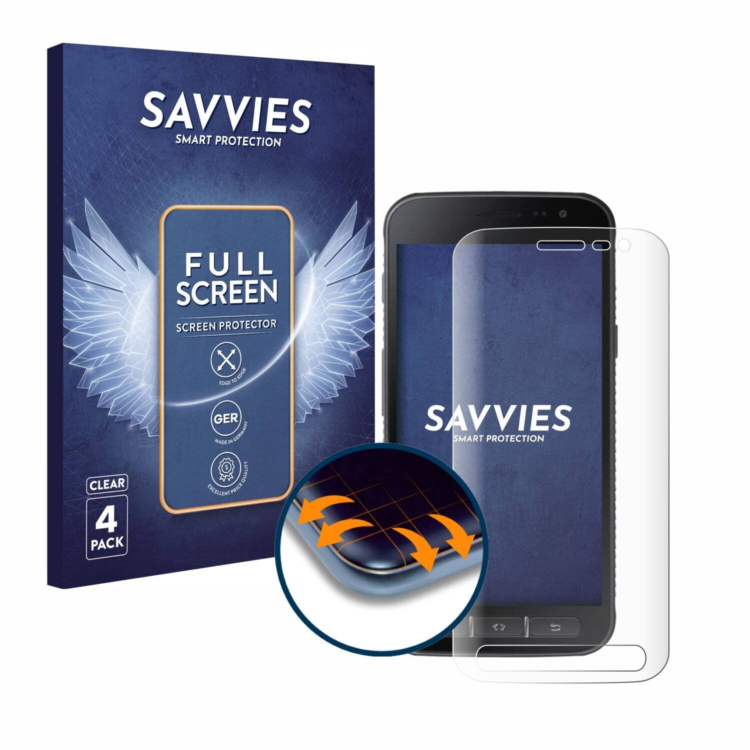 4x Savvies Full-Screen Folie für Samsung Galaxy XCover