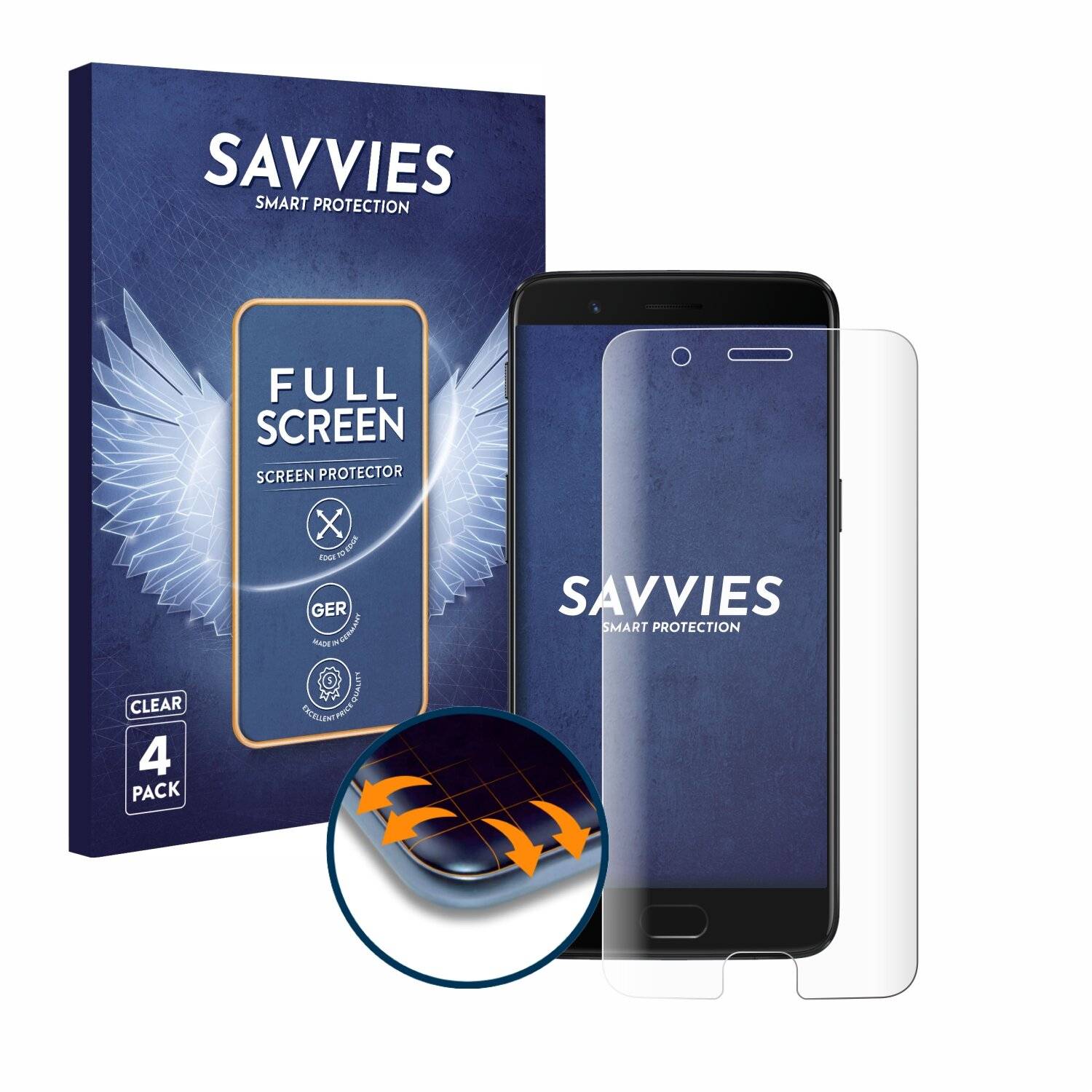 4x Savvies Full-Screen Folie für OnePlus
