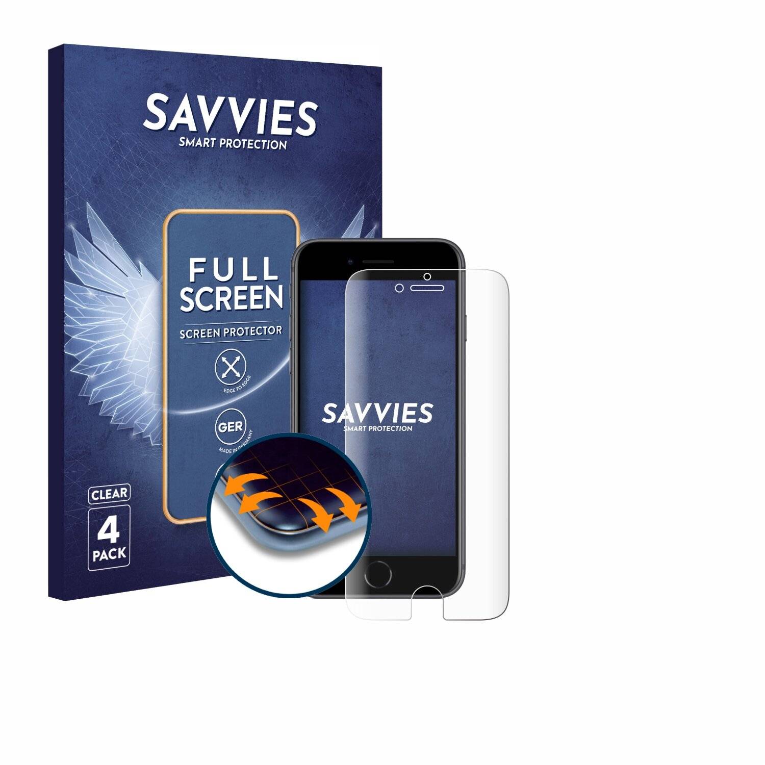 4x Savvies Full-Screen Folie für Apple iPhone