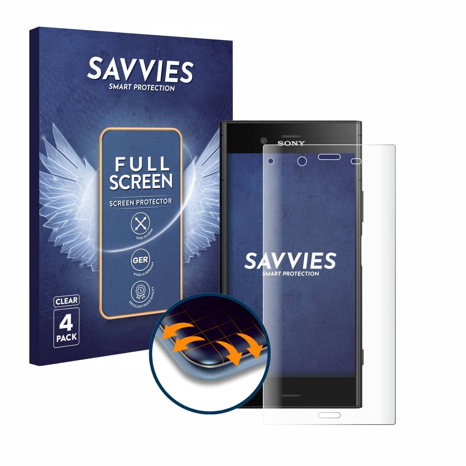 4x Savvies Full-Screen Folie für Sony Xperia