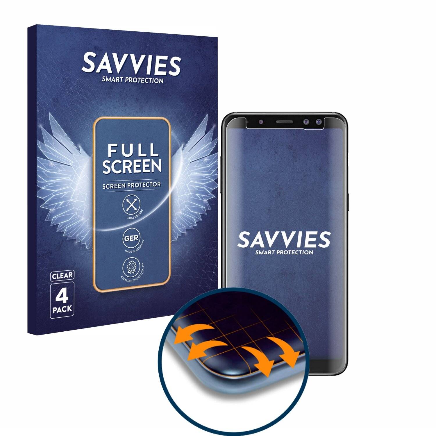 4x Savvies Full-Screen Folie für Samsung Galaxy A8