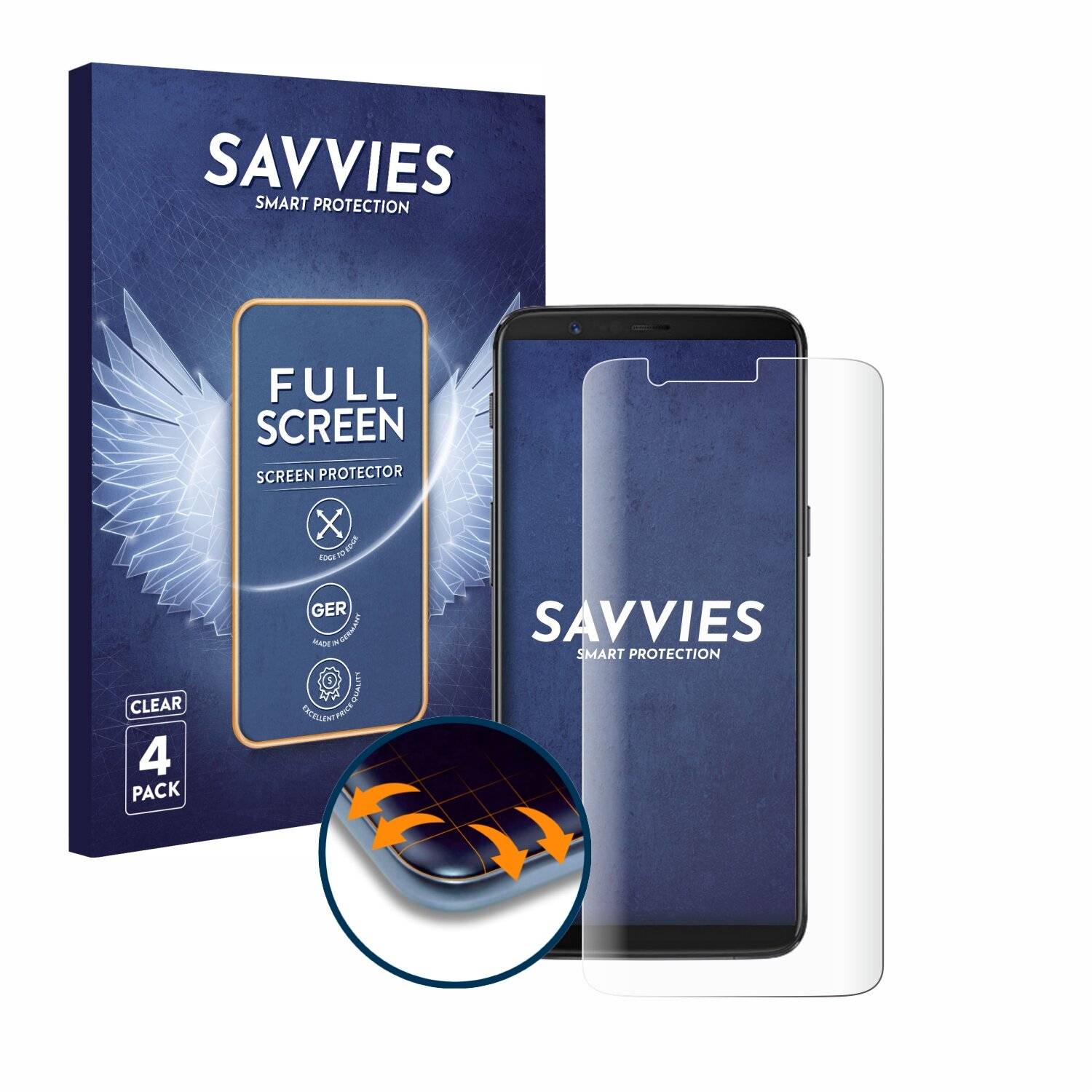 4x Savvies Full-Screen Folie für OnePlus