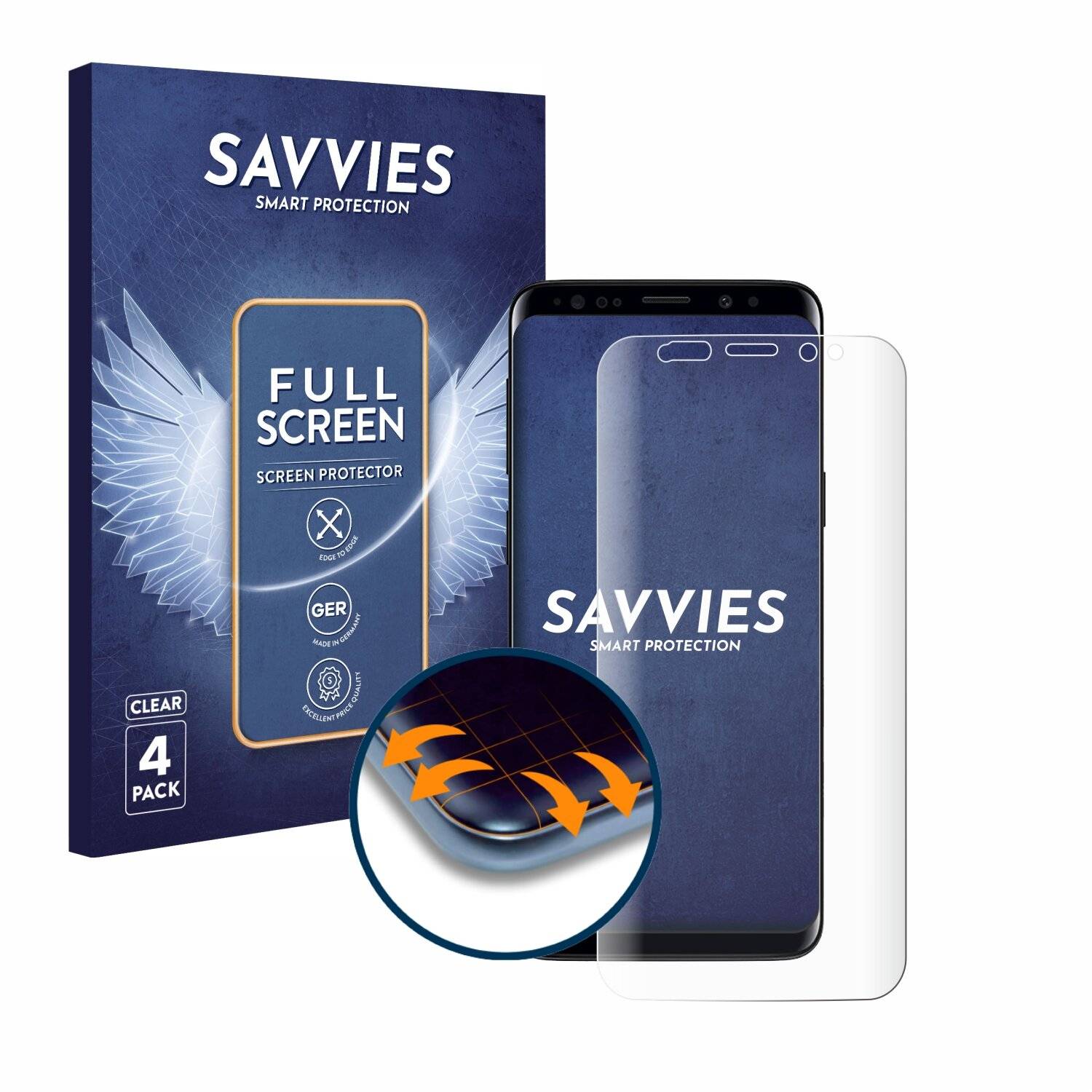 4x Savvies Full-Screen Folie für Samsung Galaxy