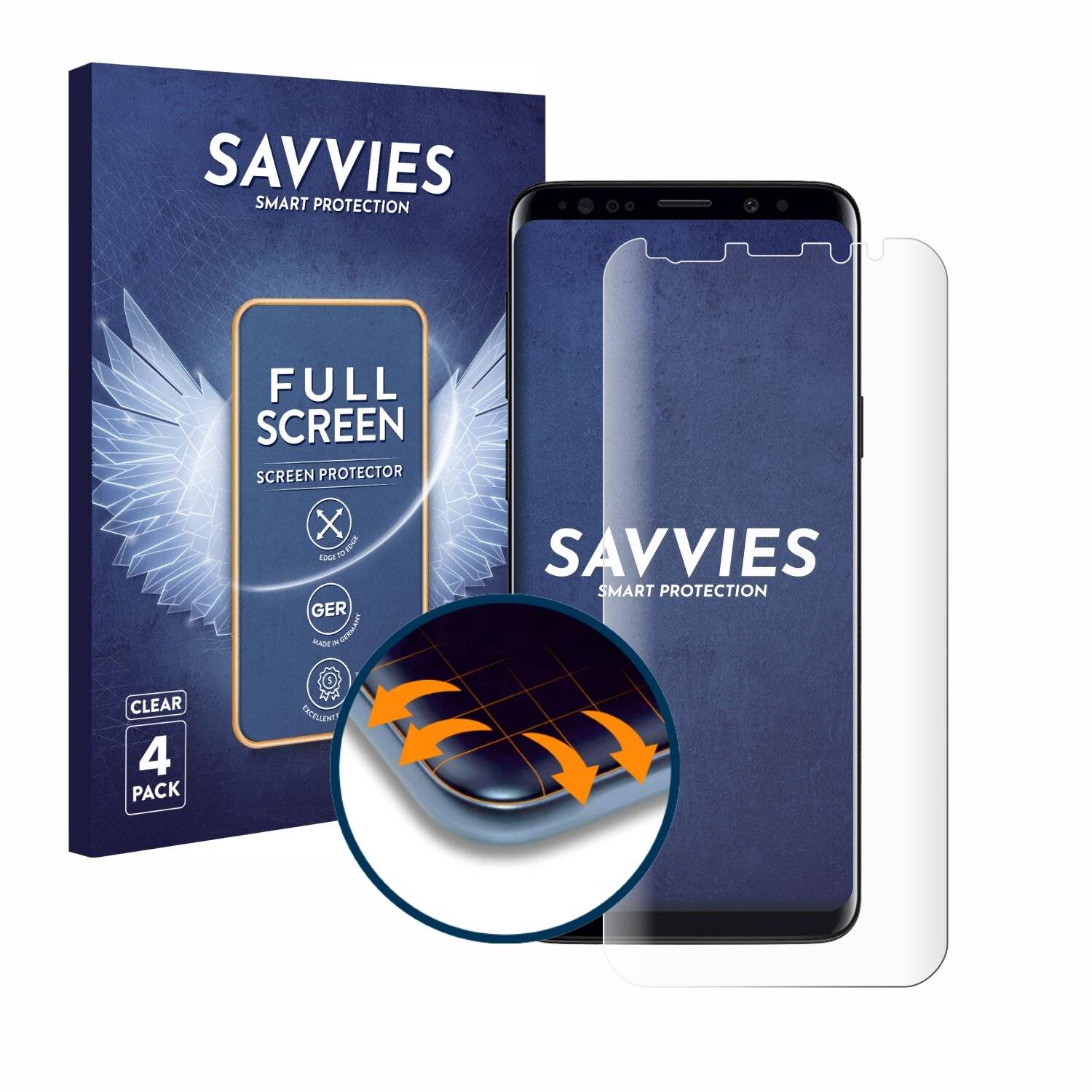 4x Savvies Full-Screen Folie für Samsung Galaxy S9