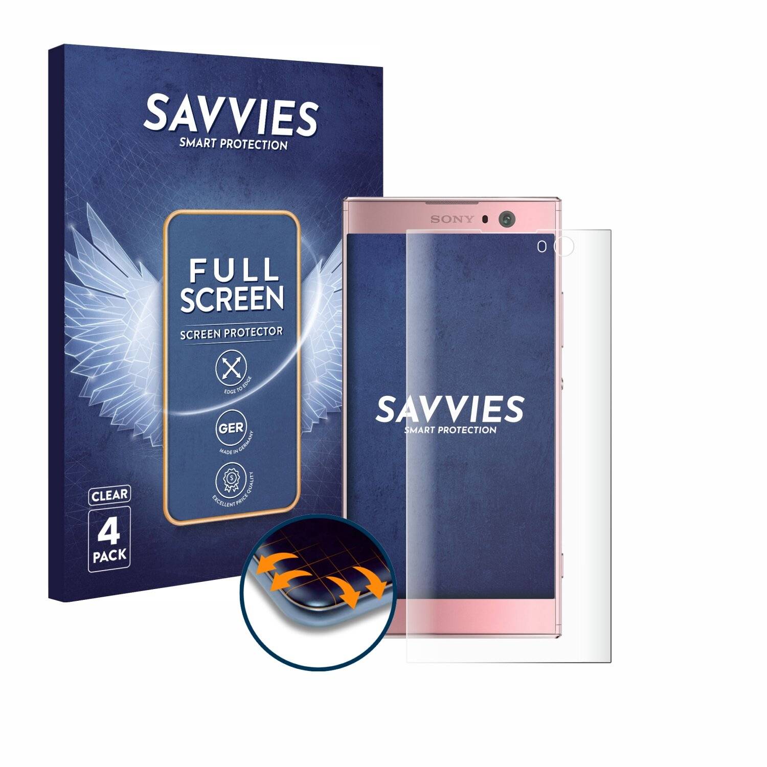 4x Savvies Full-Screen Folie für Sony Xperia