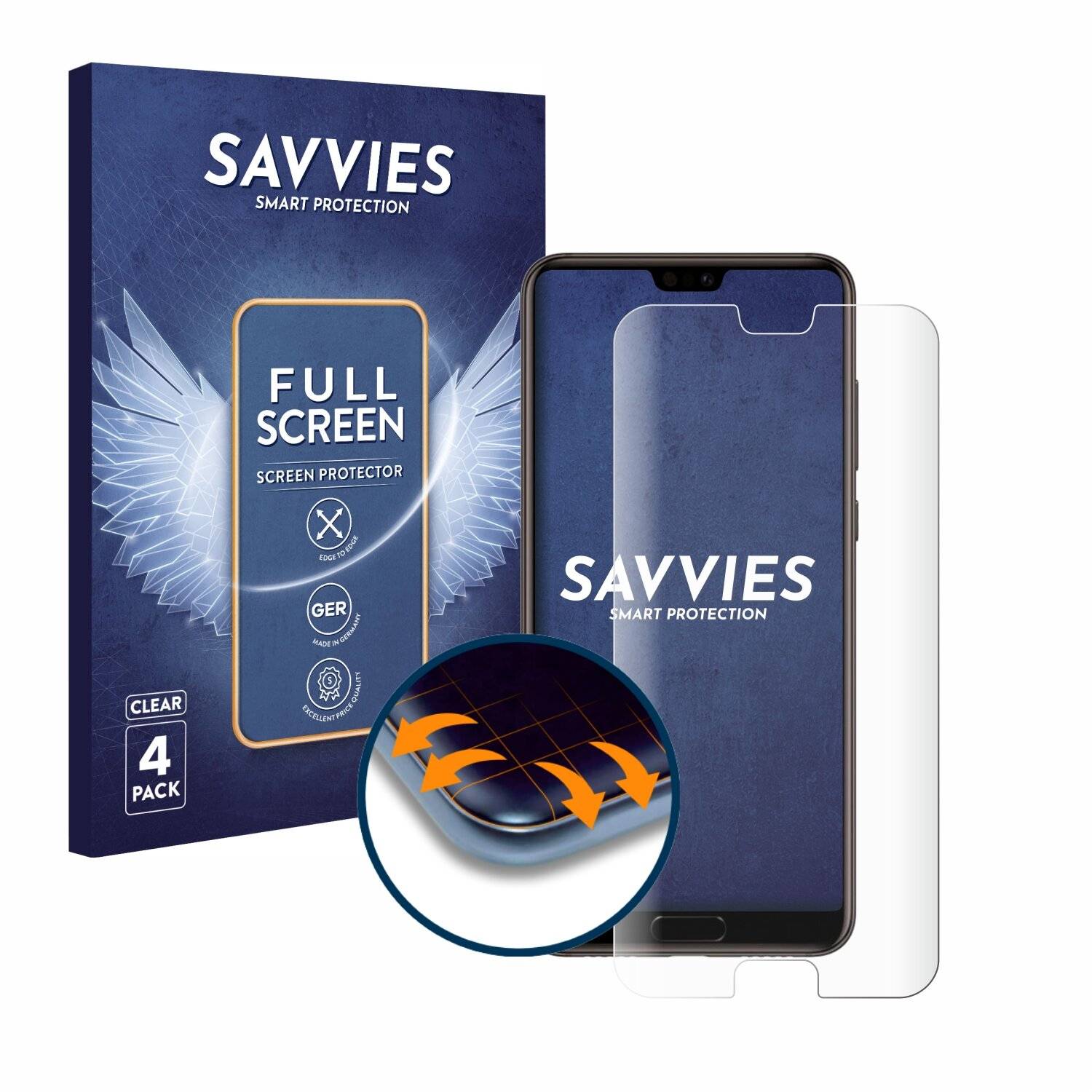 4x Savvies Full-Screen Folie für Huawei