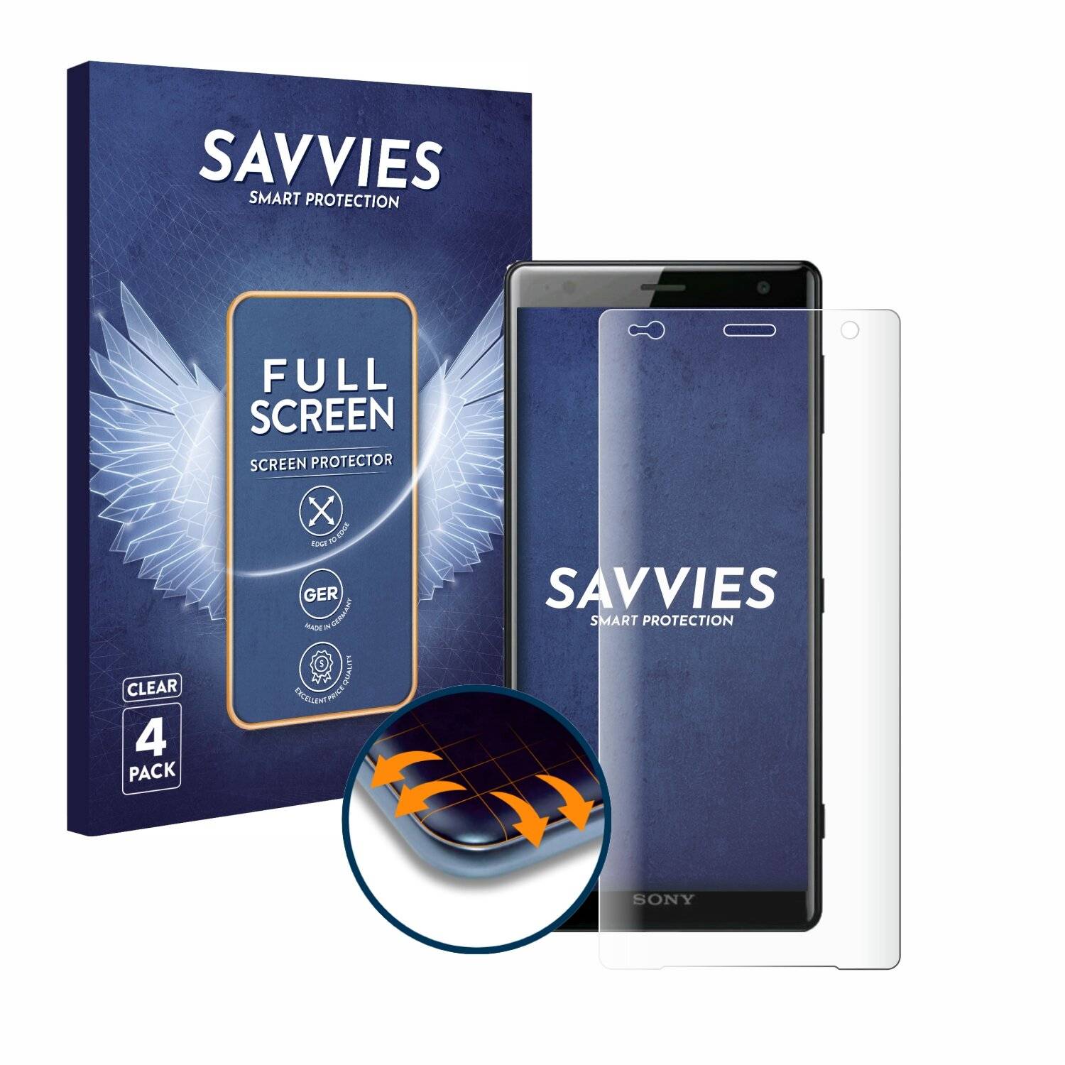 4x Savvies Full-Screen Folie für Sony Xperia