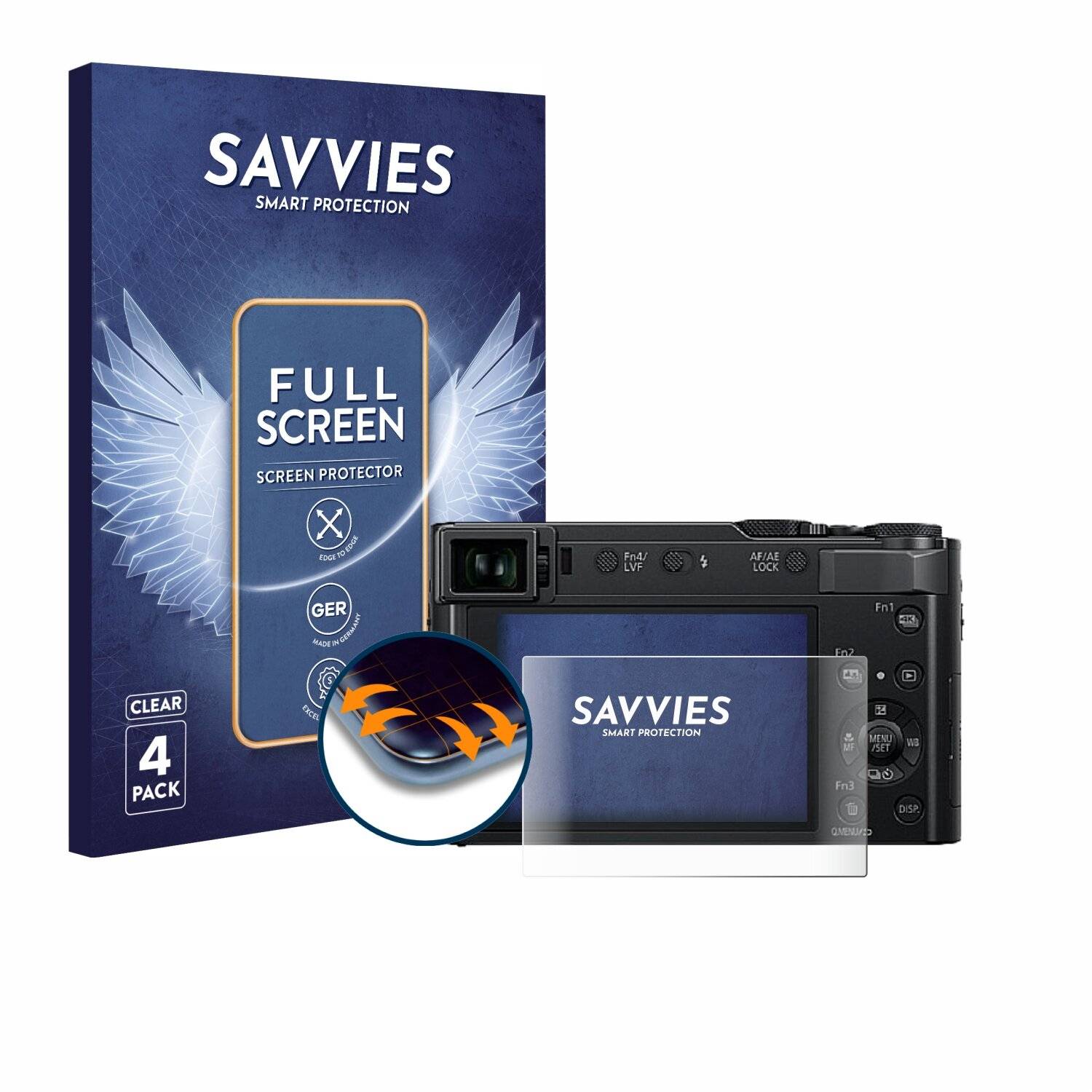 4x Savvies Full-Screen Folie für Panasonic Lumix